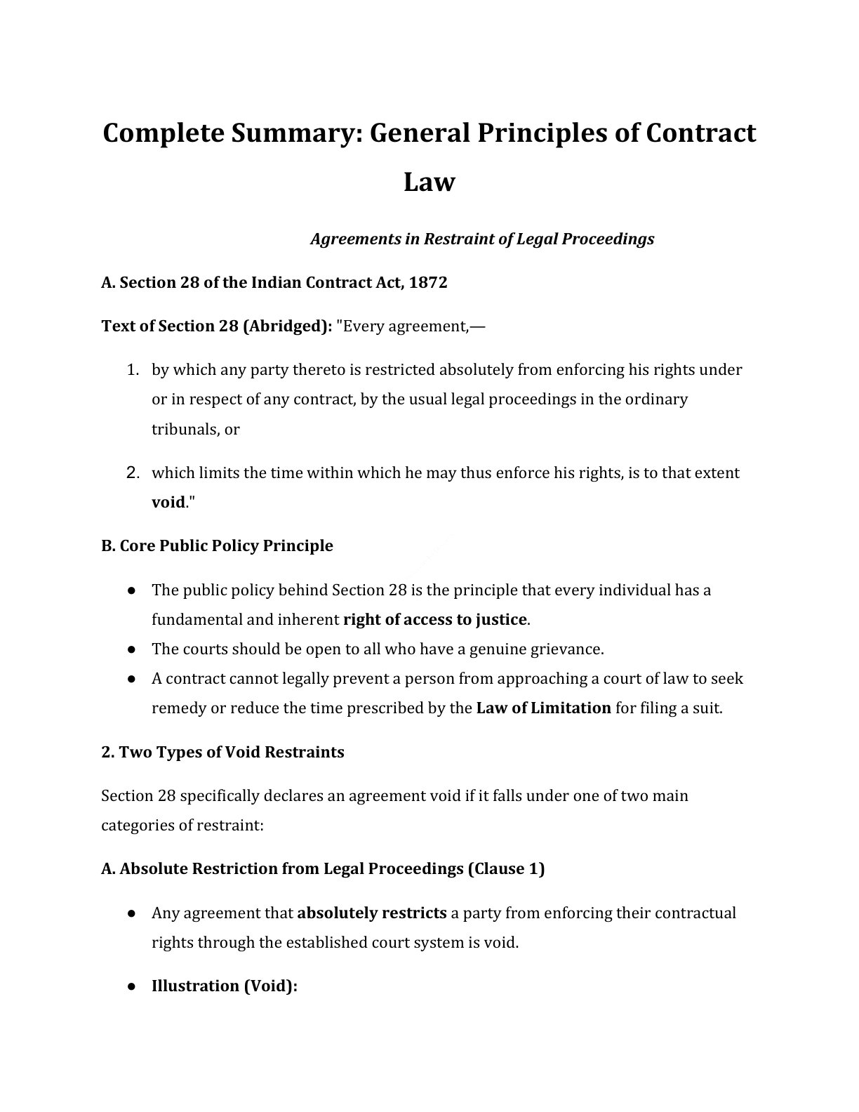 Preview of Agreements In Restraint Of Legal Proceedings Notes