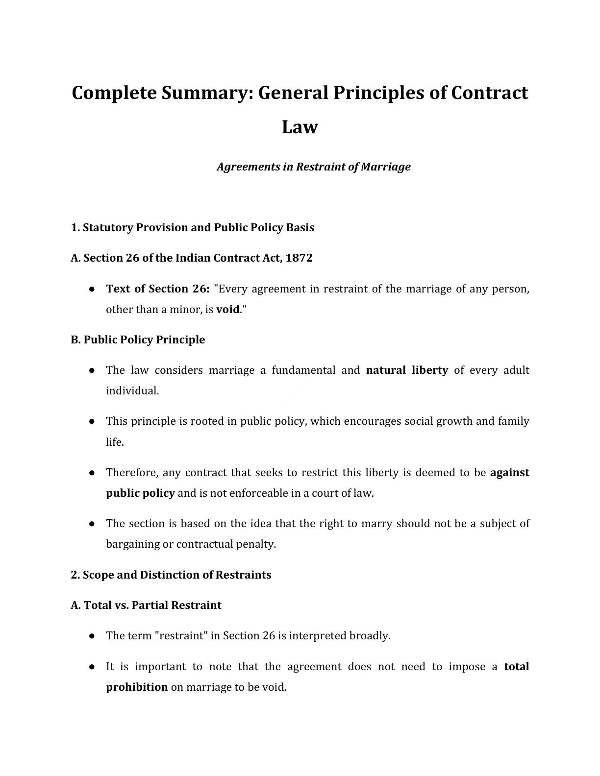 Preview of Agreements In Restraint Of Marriage Notes