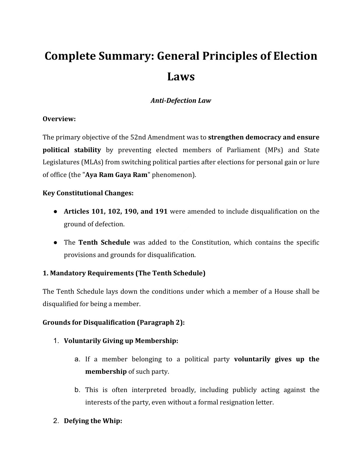 Preview of Anti - Defection Law