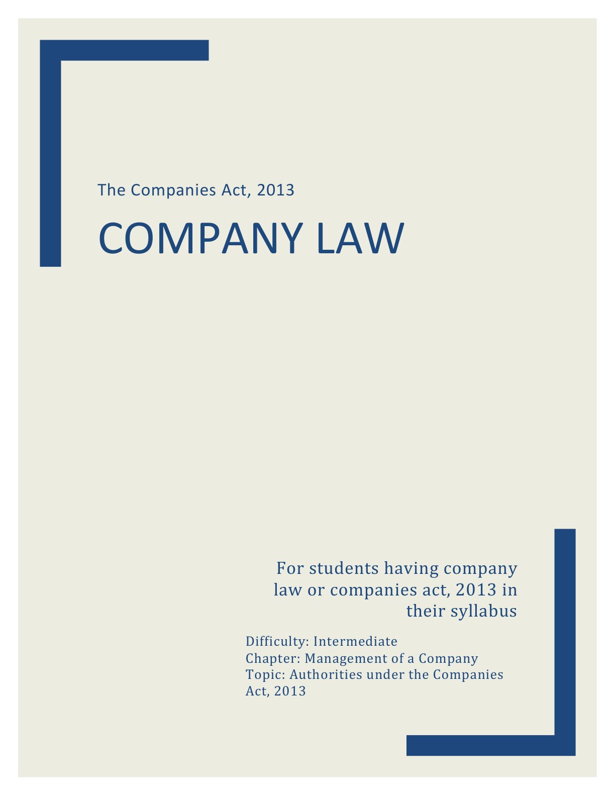 Preview of Authorities Under The Companies Act - Part 2013 Notes
