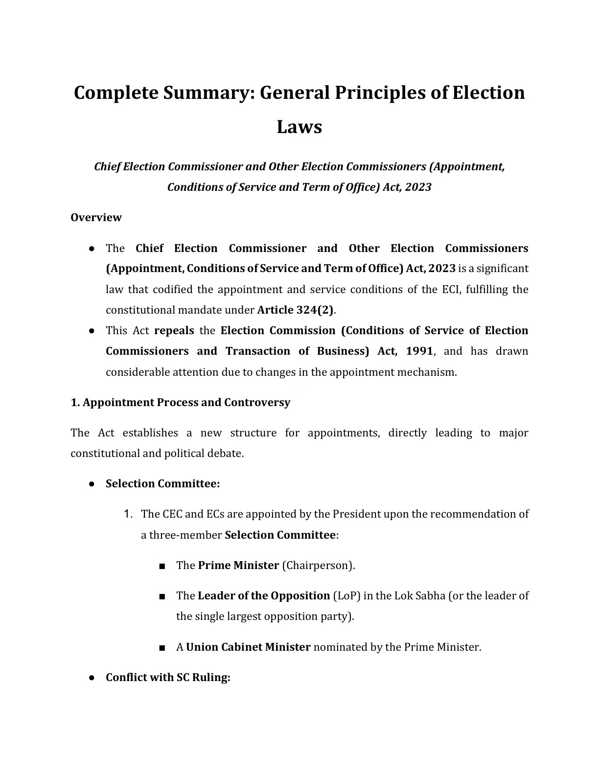 Preview of Cec Act - Part 2023 Notes