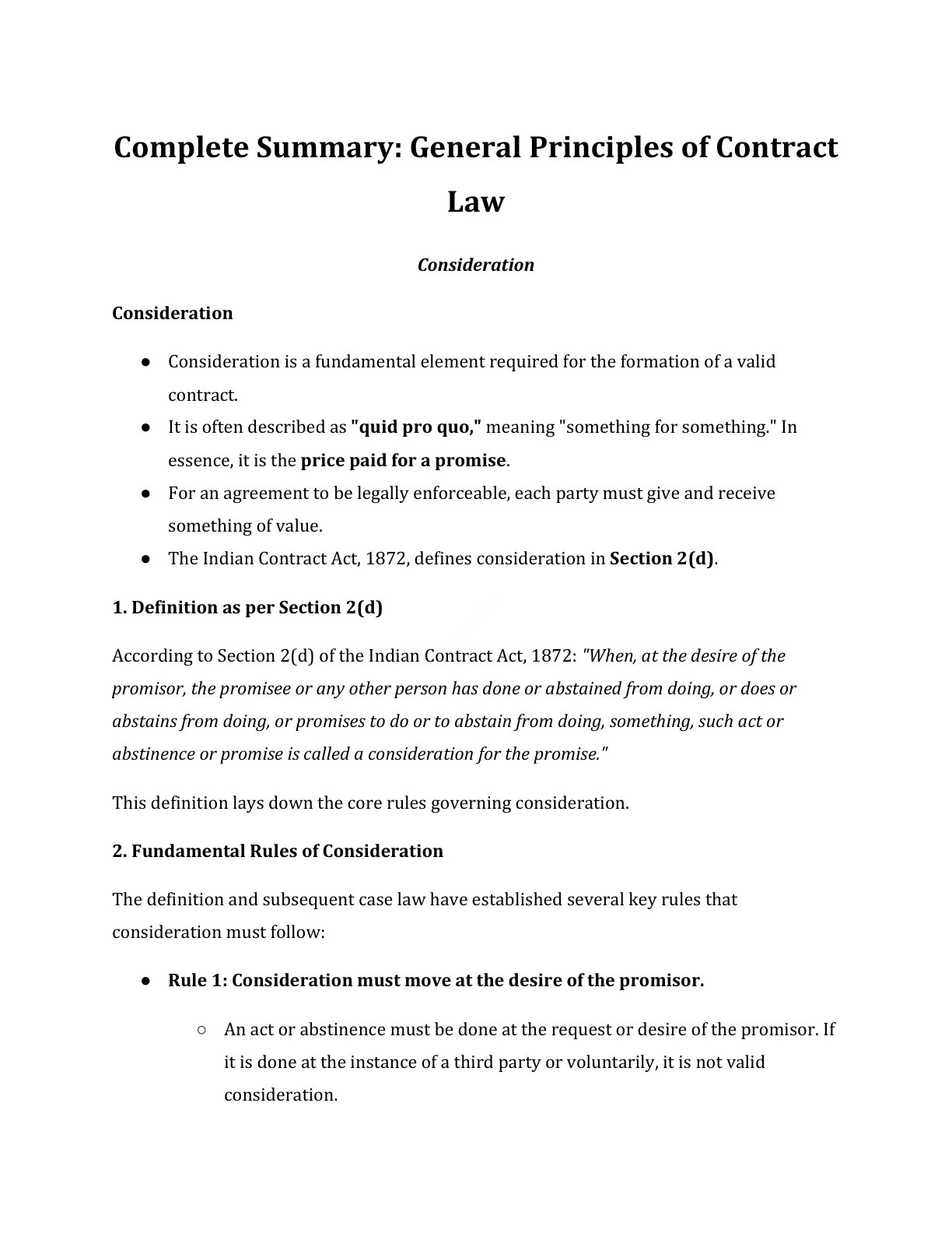 Preview of Consideration Notes