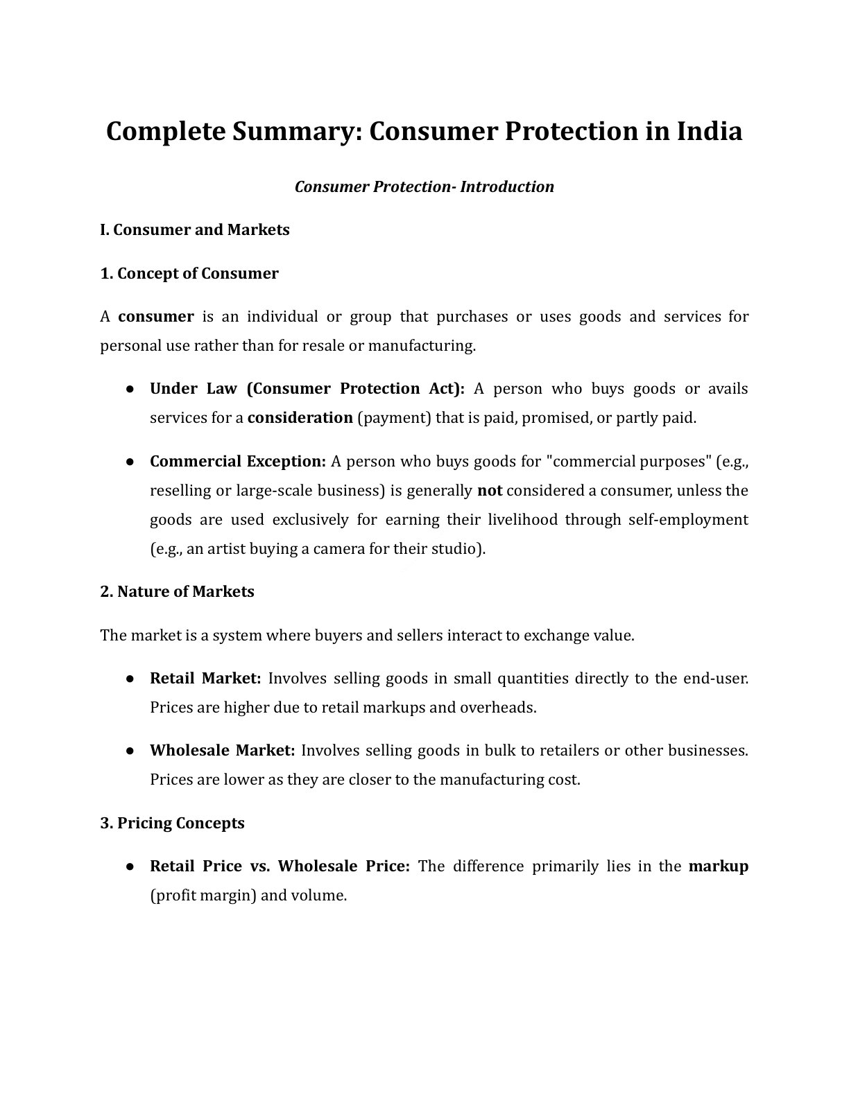 Preview of Consumer Protection - Part 1 Notes