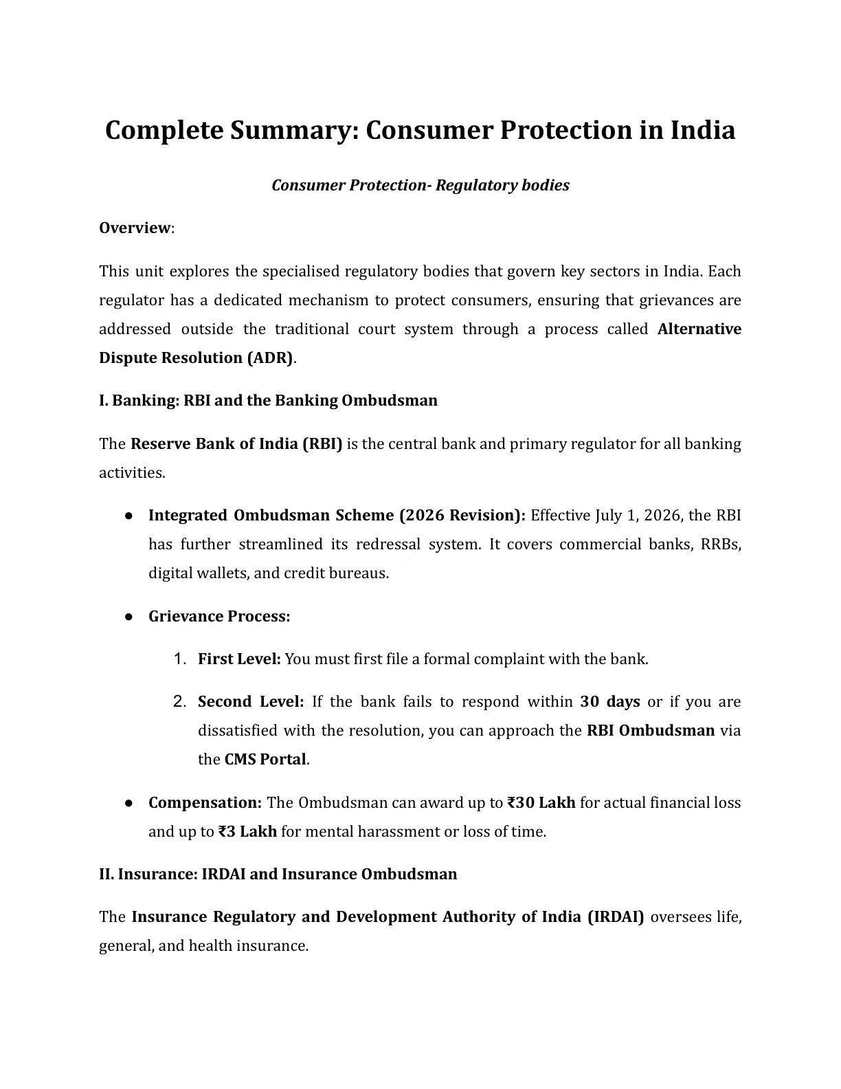 Preview of Consumer Protection - Part 5 Notes