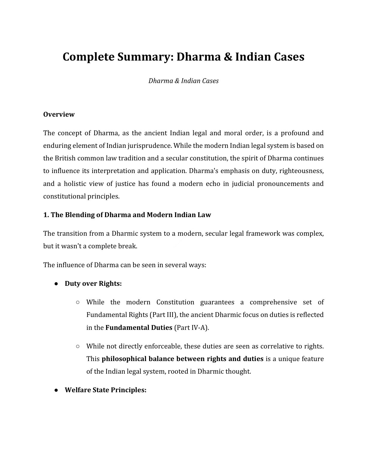 Preview of Dharma  Indian Cases Notes