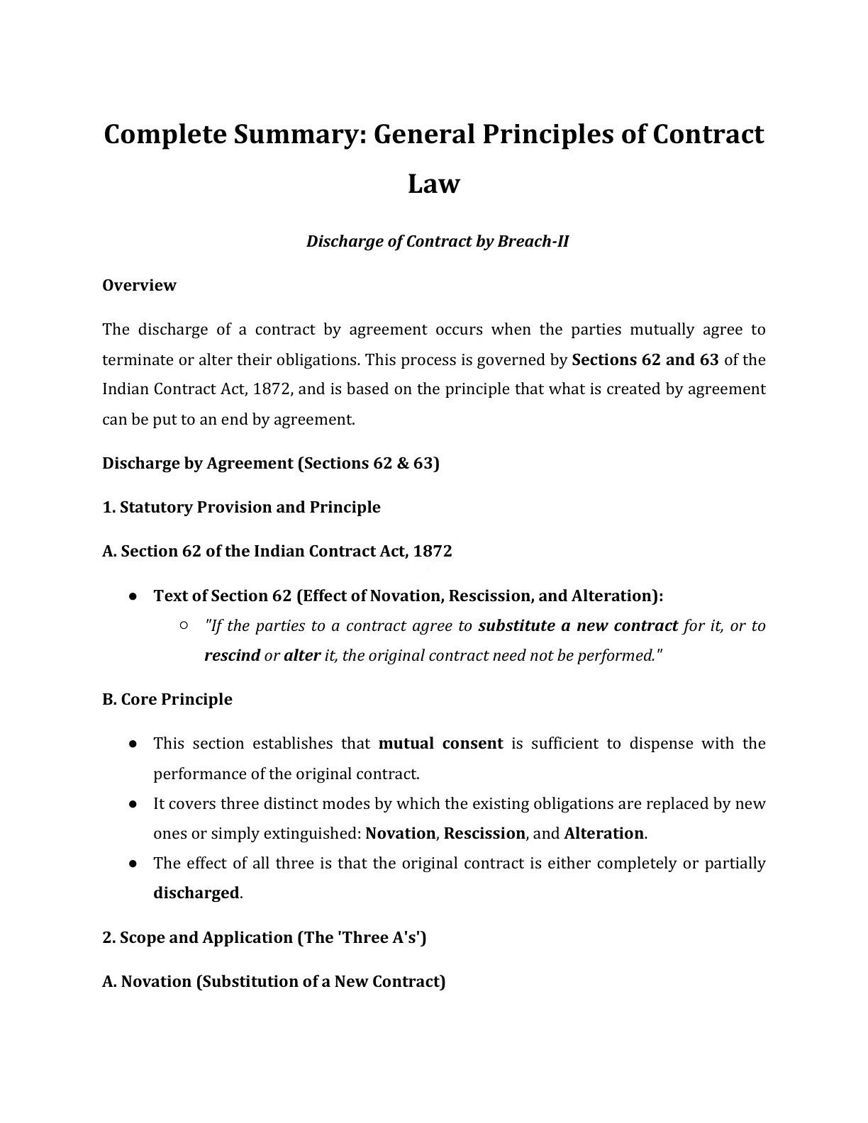 Preview of Discharge Of Contract By Breach - Ii