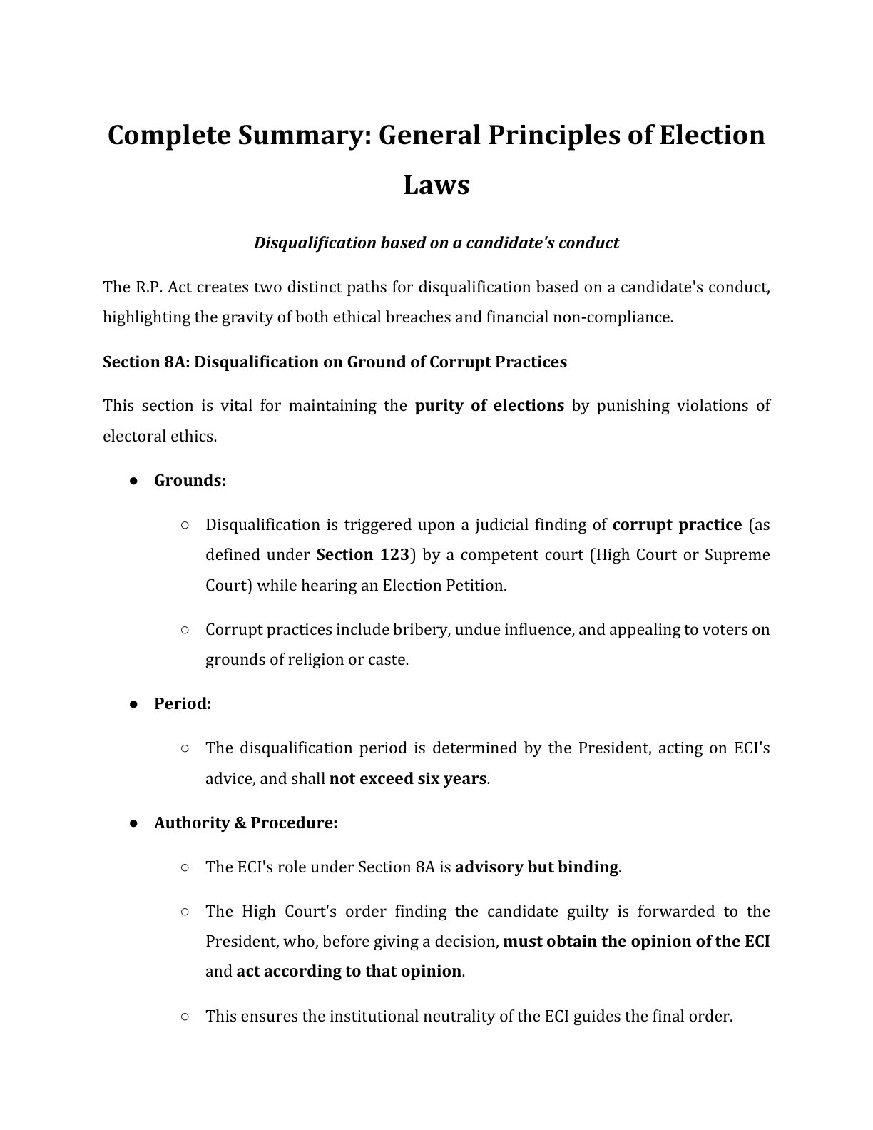 Preview of Disqualification Based On A Candidates Conduct Notes