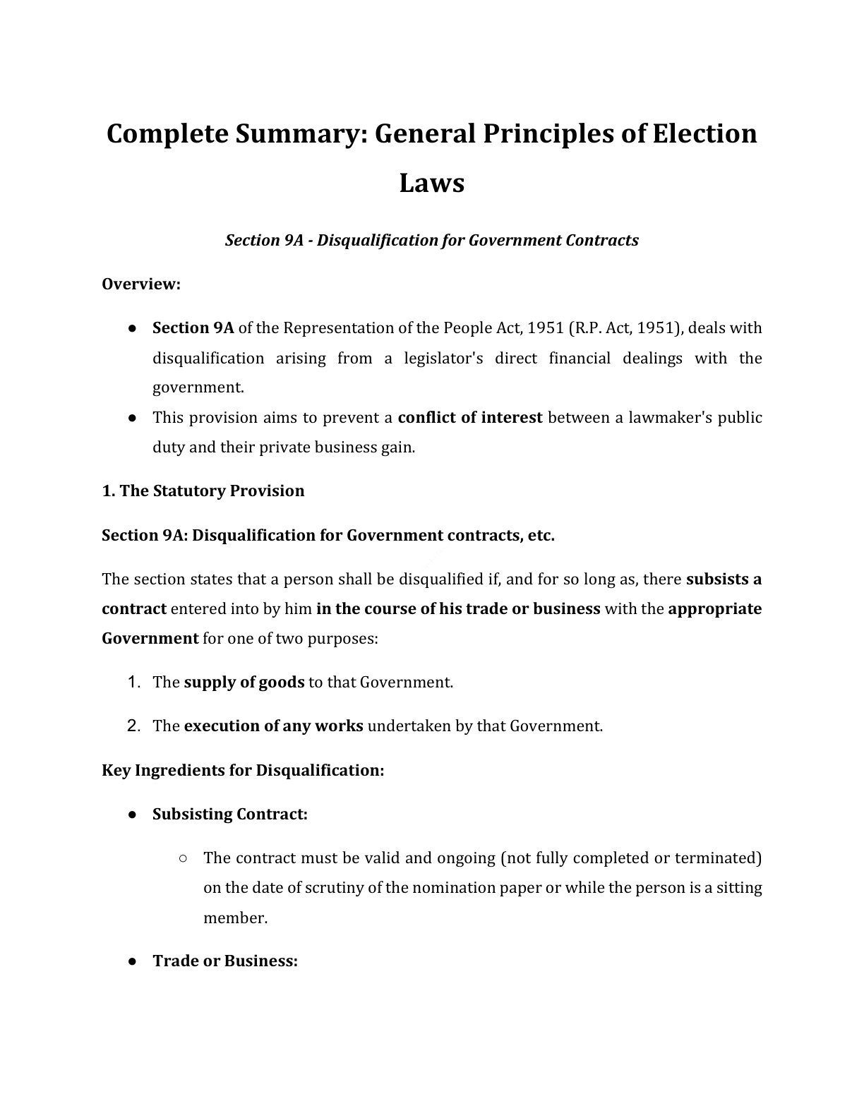 Preview of Disqualification For Government Contracts Notes