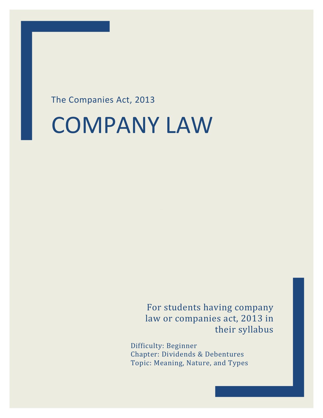 Preview of Dividends  Debentures Notes