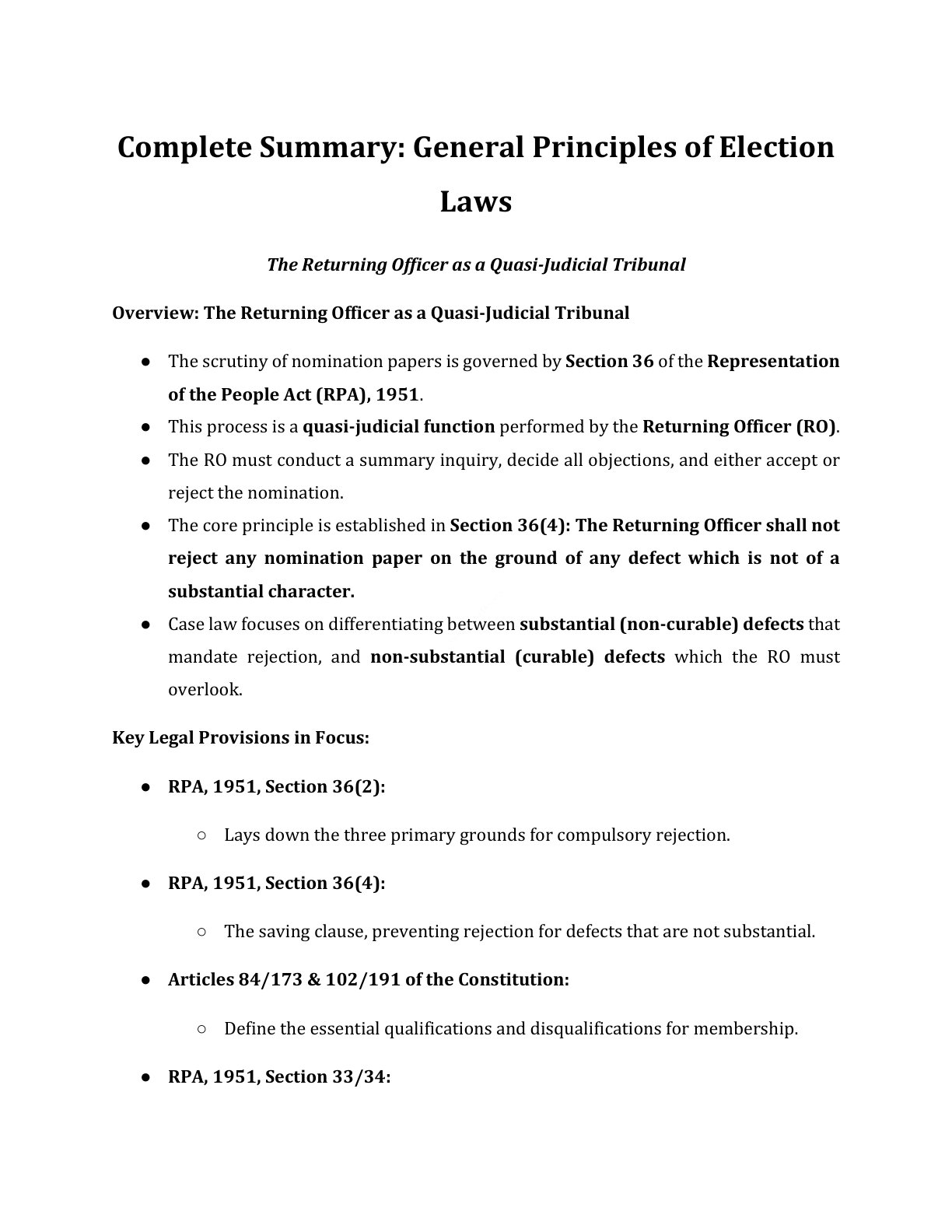 Preview of Electoral Law - The Returning Officer