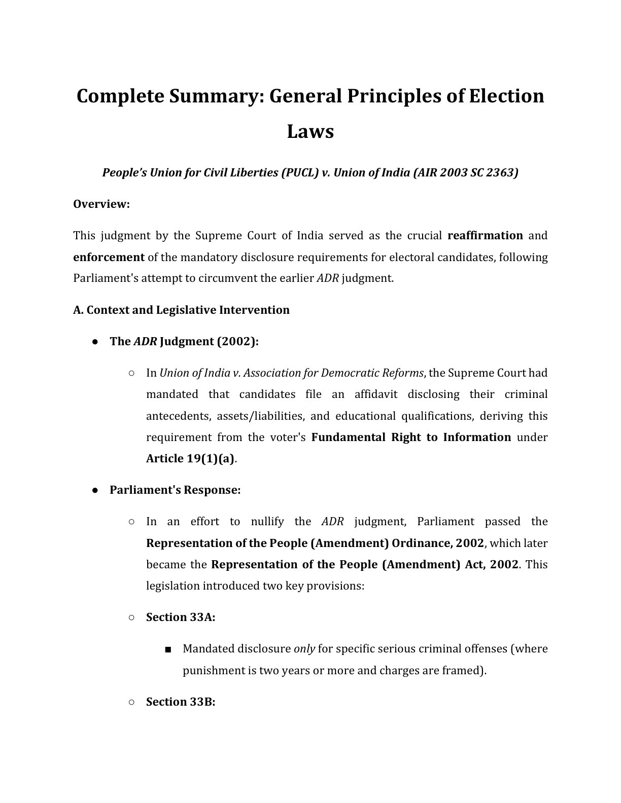Preview of Electoral Laws - Pucl