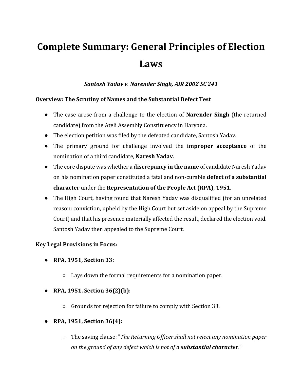 Preview of Electoral Laws - Santosh Yadav