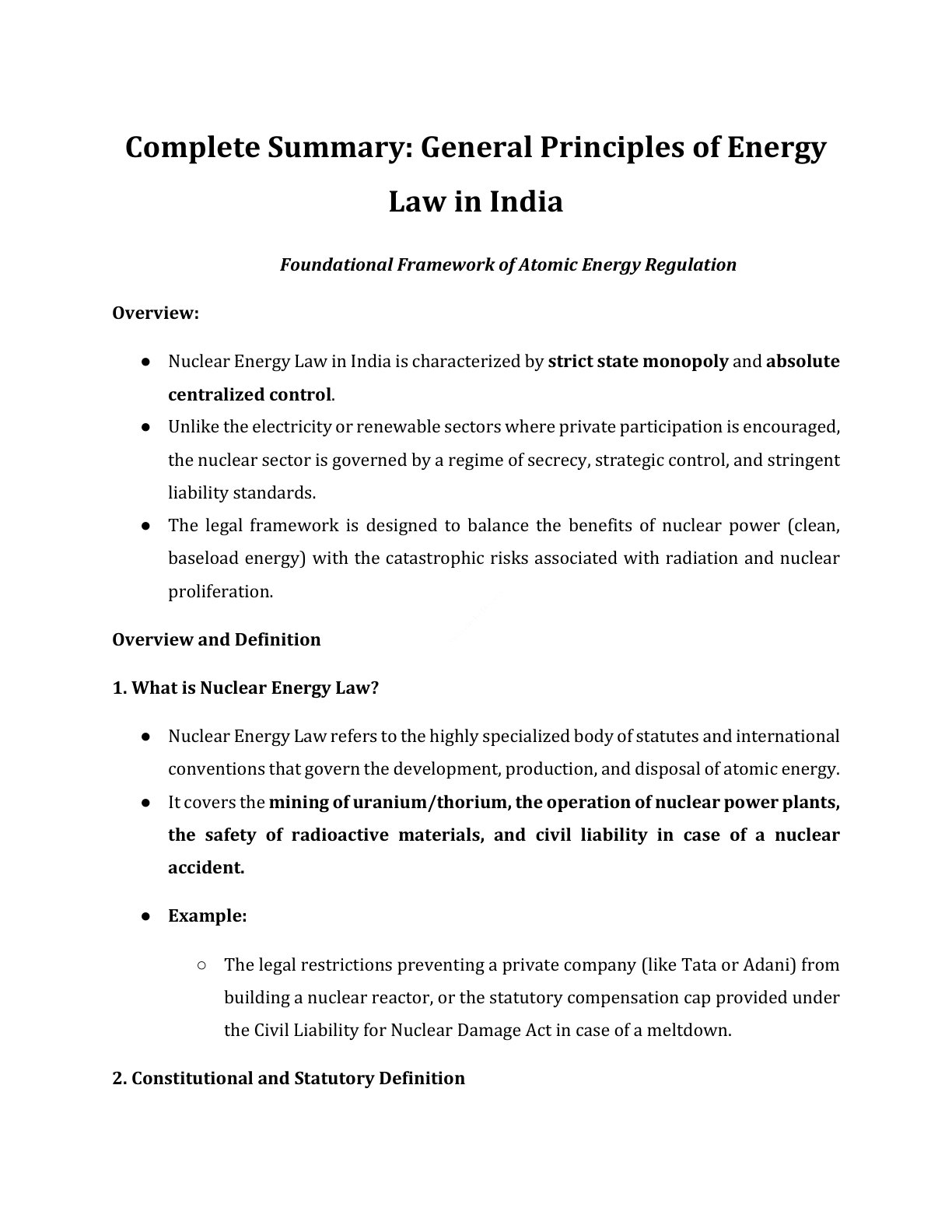 Preview of Energy Law - Foundational Framework Of Atomic Energy Regulation