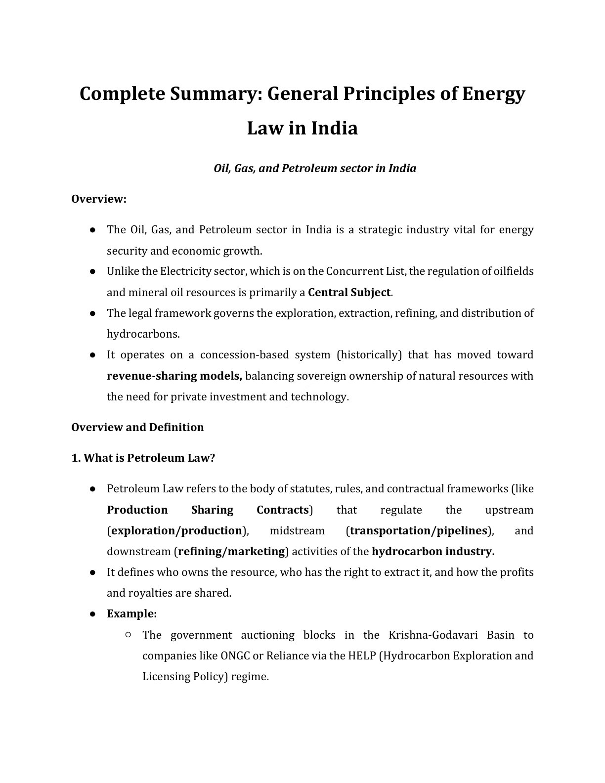 Preview of Energy Law - Oil Gas And Petroleum Sector In India
