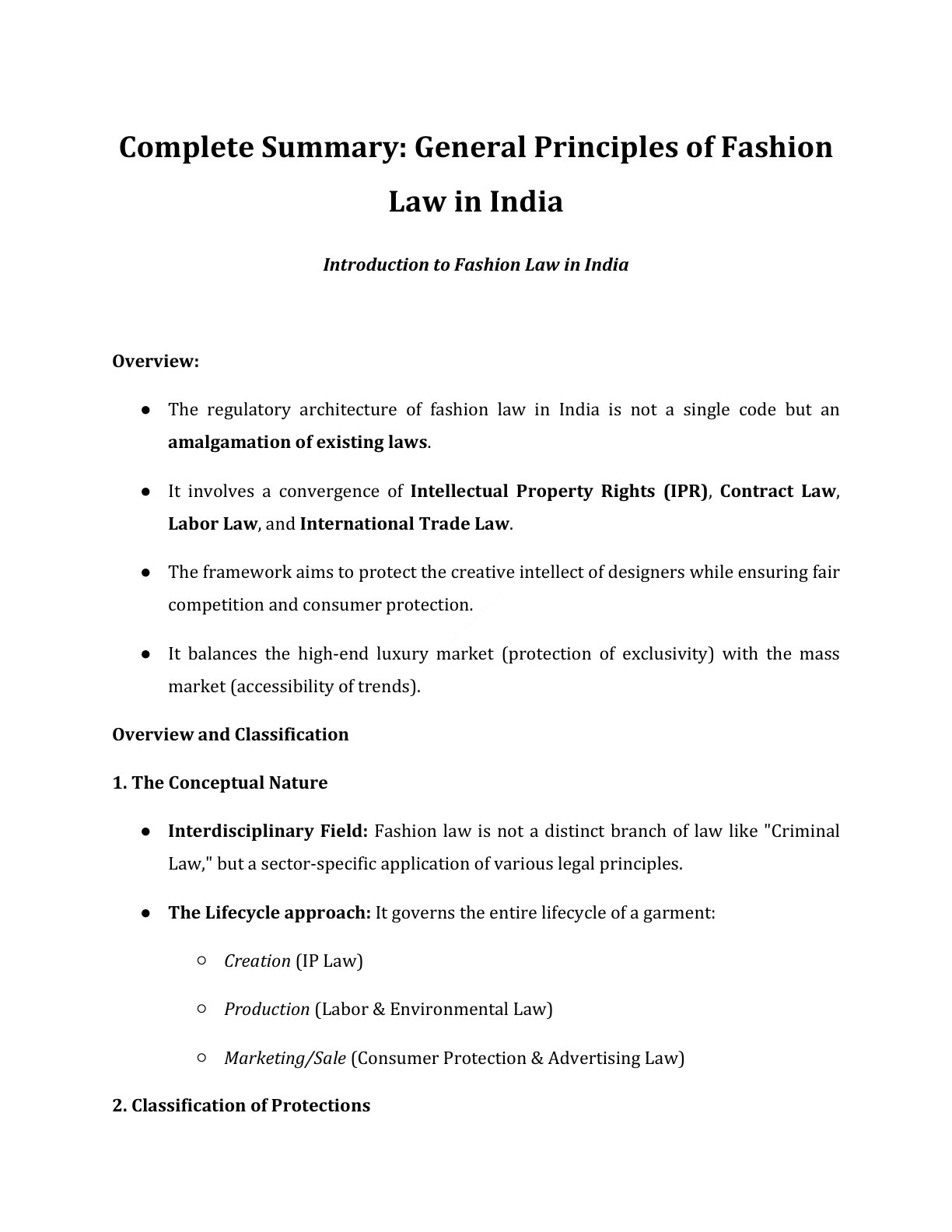 Preview of Fashion Law - Introduction To Fashion Law In India