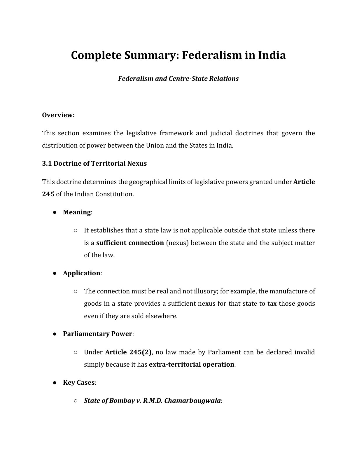 Preview of Federalism And Centre - State Relations