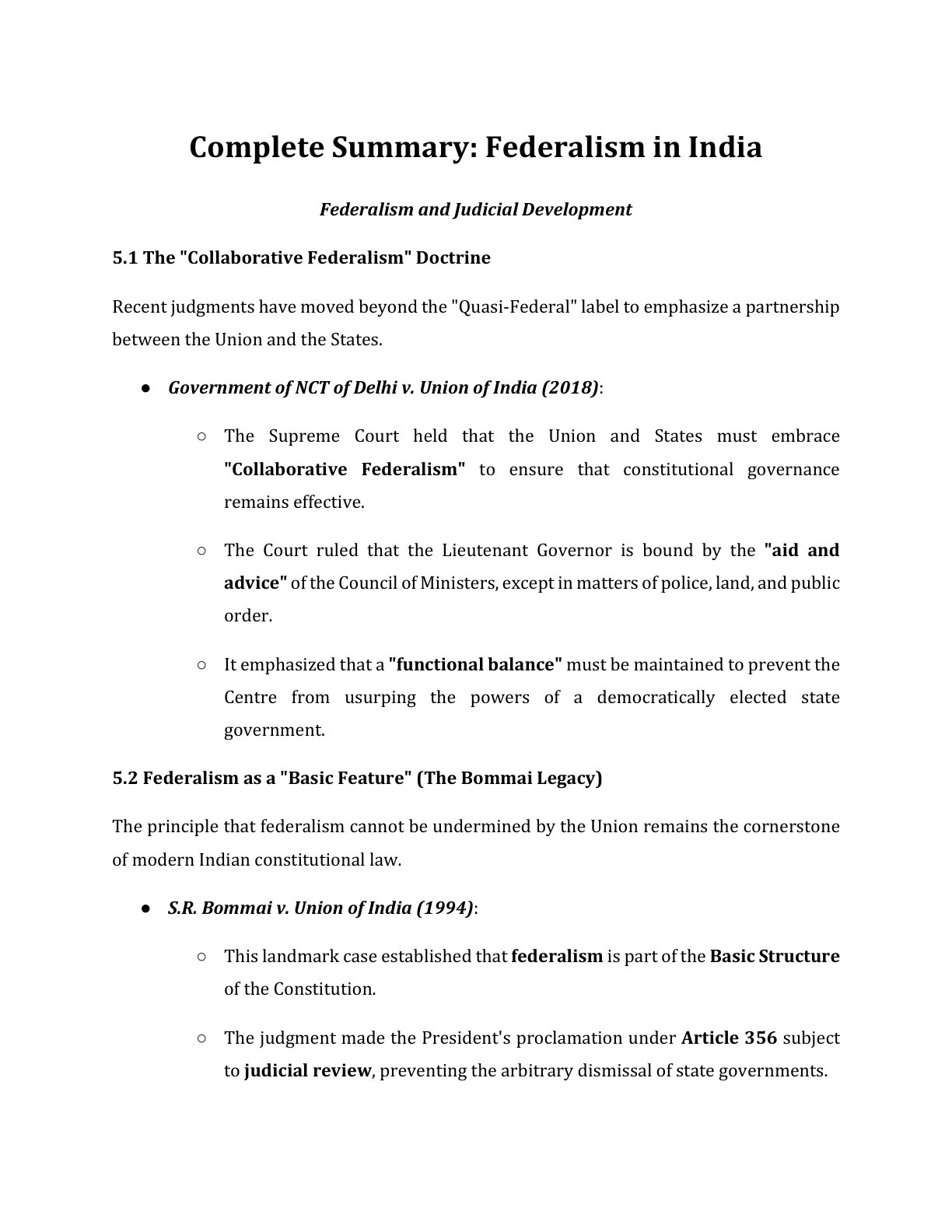 Preview of Federalism And Judicial Development Notes