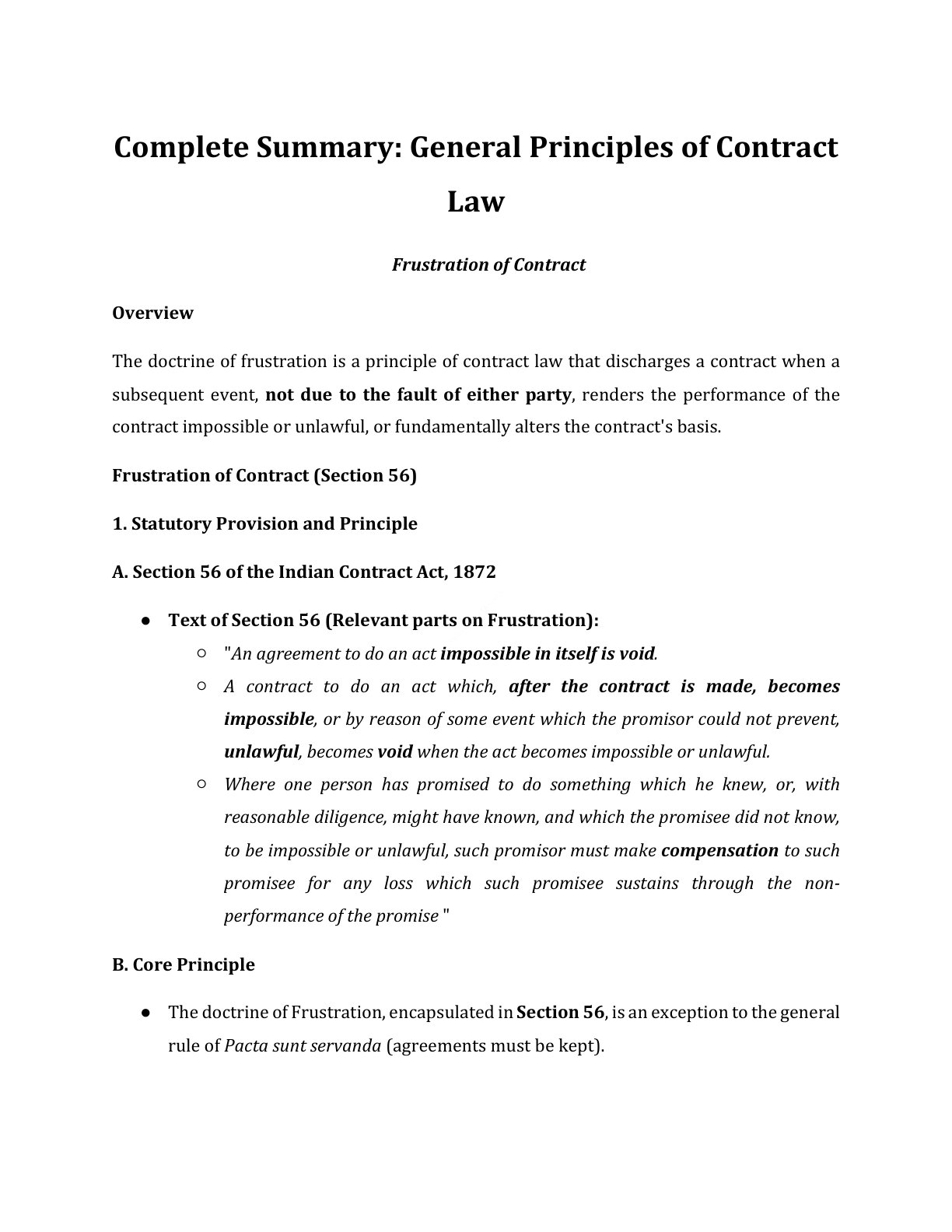 Preview of Frustration Of Contract Notes