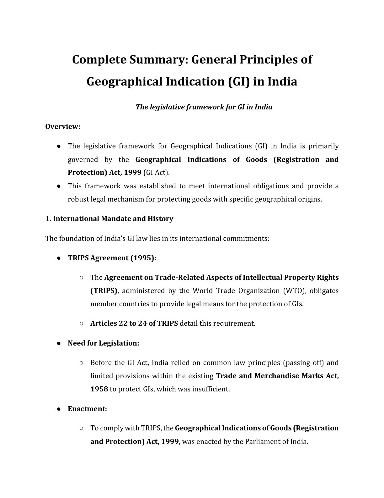 Preview of Gi - The Legislative Framework For Gi In India