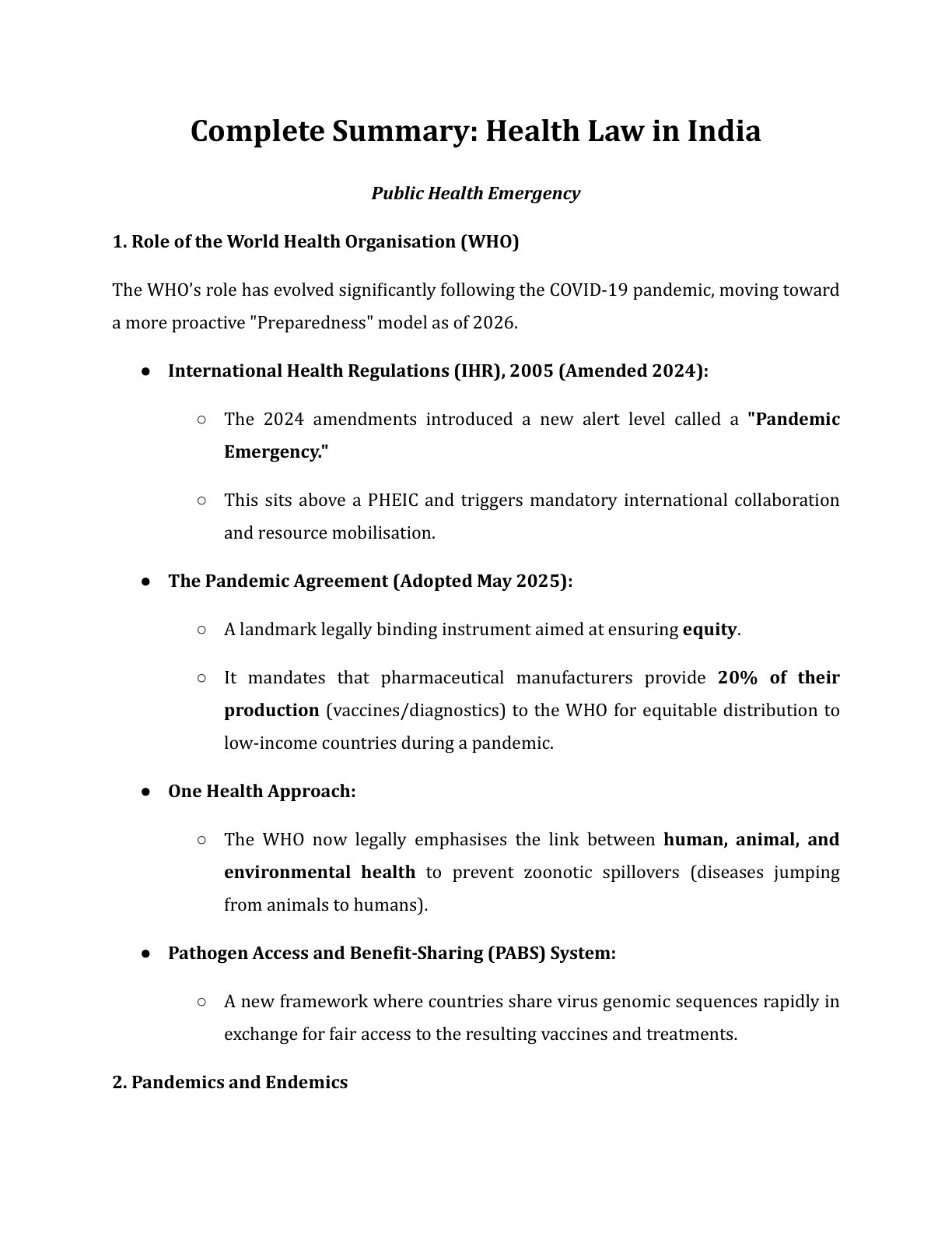 Preview of Health Law - Public Health Emergency