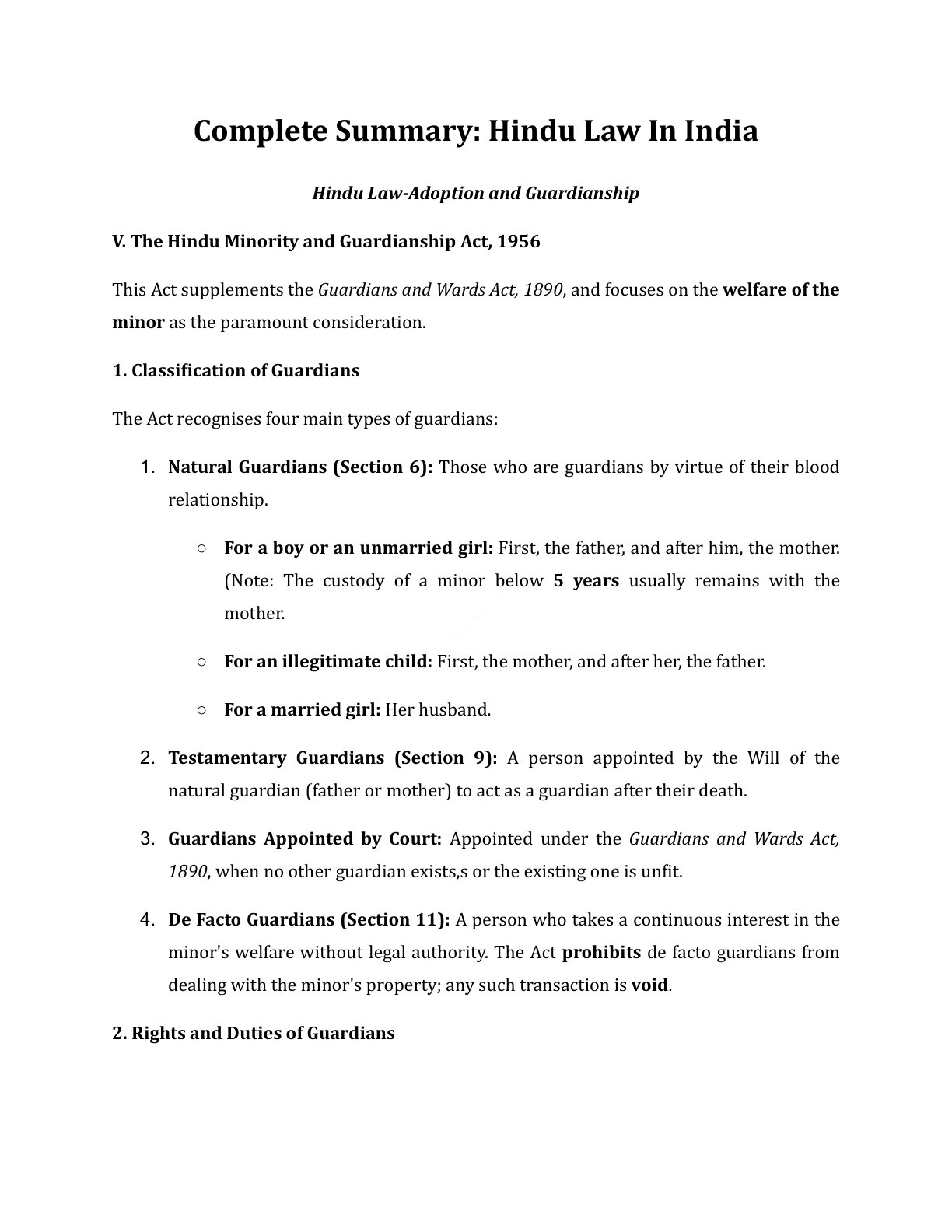 Preview of Hindu Law - Adoption And Guardianship
