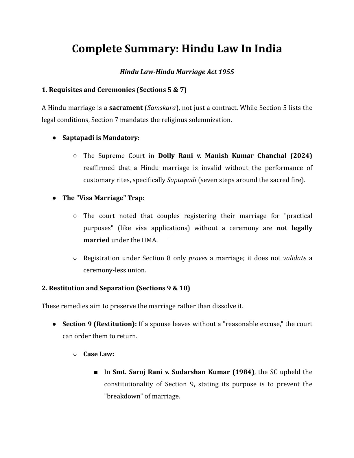 Preview of Hindu Law - Hindu Marriage Act 1955