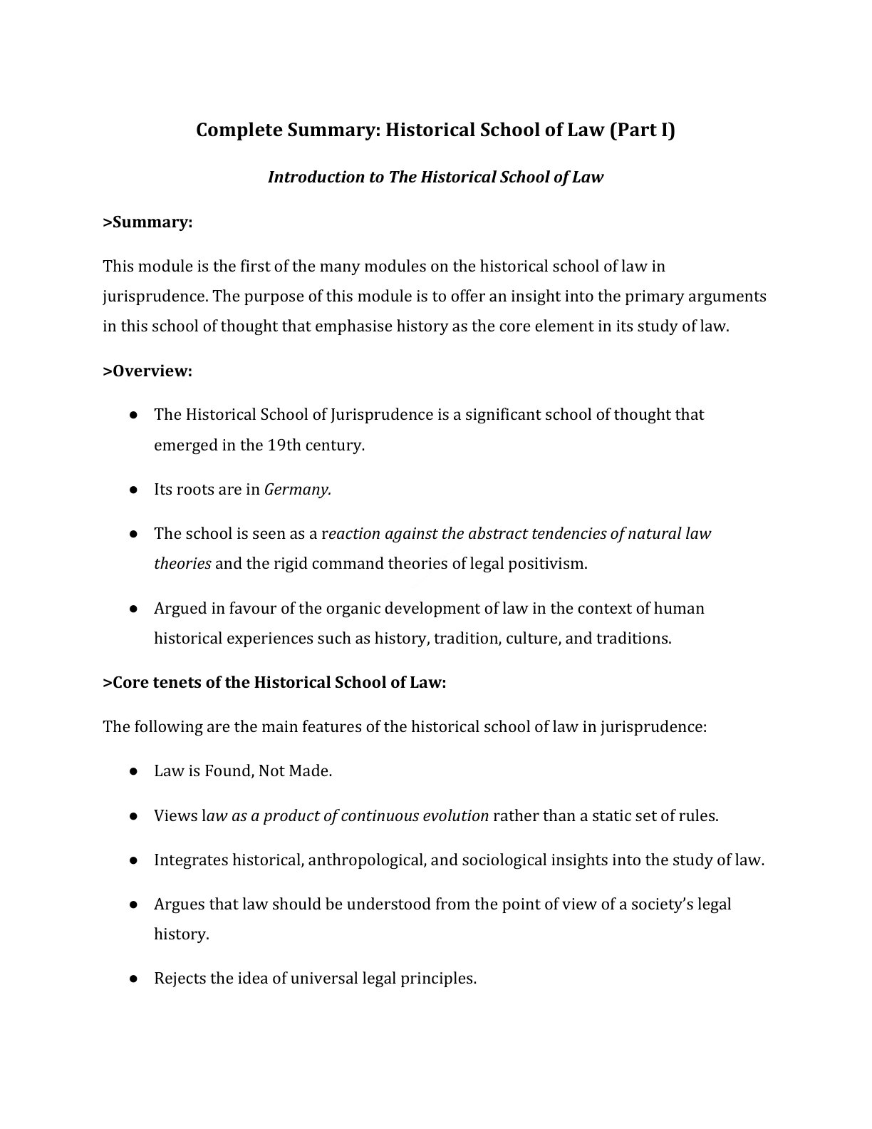 Preview of Historical School I Notes