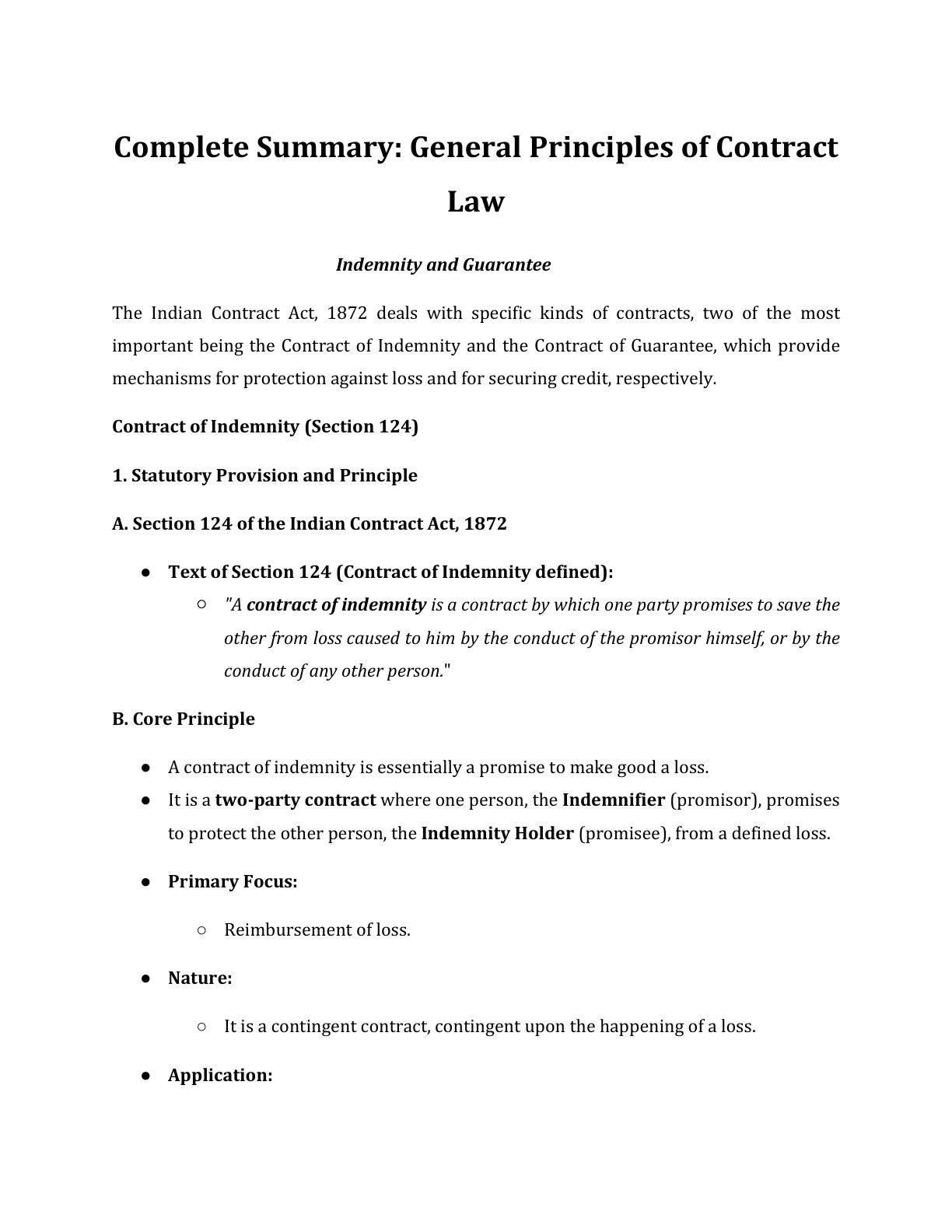 Preview of Indemnity And Guarantee Notes