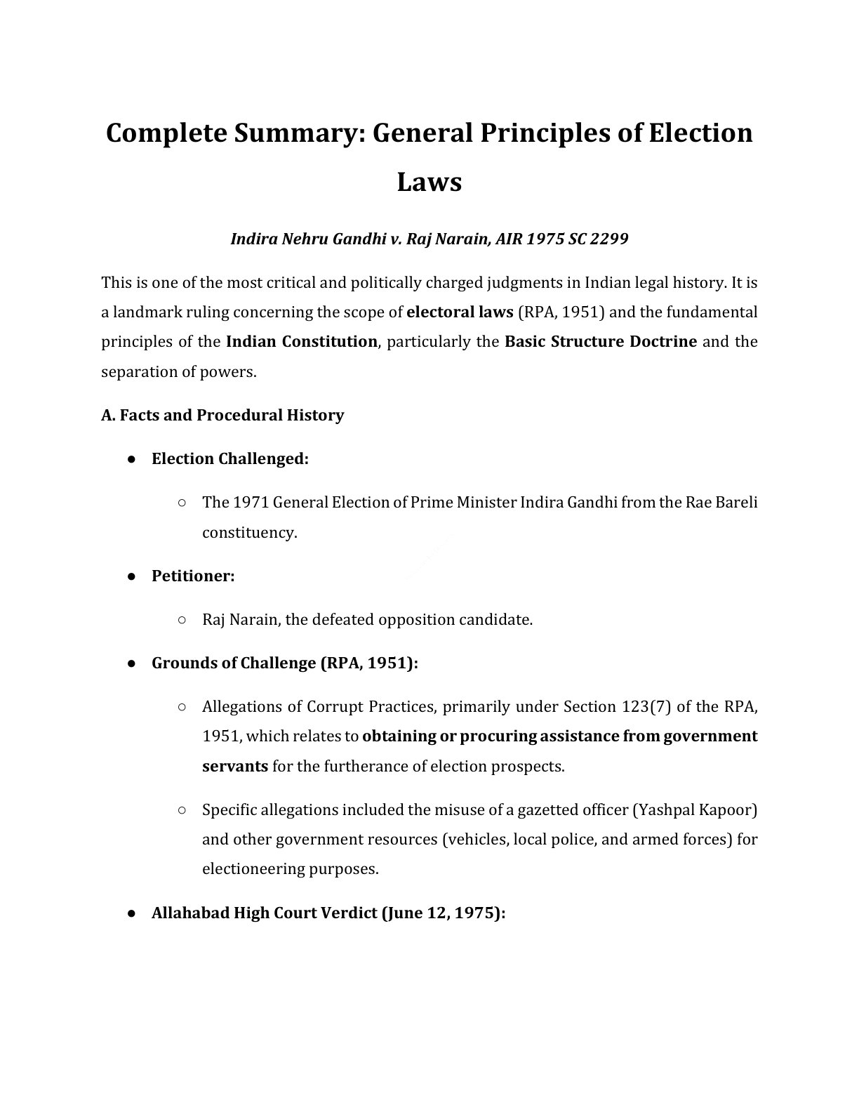 Preview of Indira Nehru Gandhi V. Raj Narain Air 1975 Sc - Part 2299 Notes