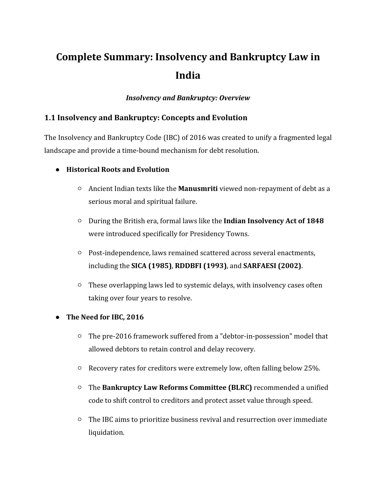 Preview of Insolvency And Bankruptcy - Overview