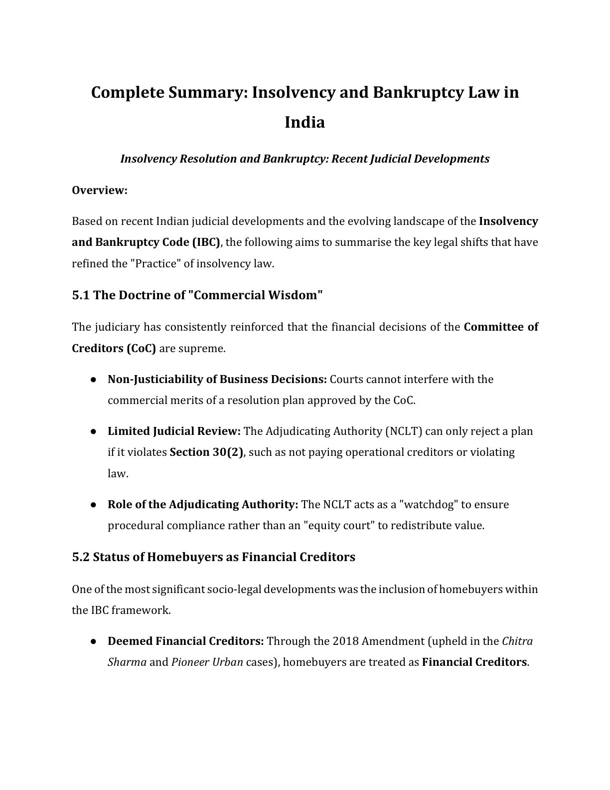 Preview of Insolvency Resolution And Bankruptcy - Judicial Dev