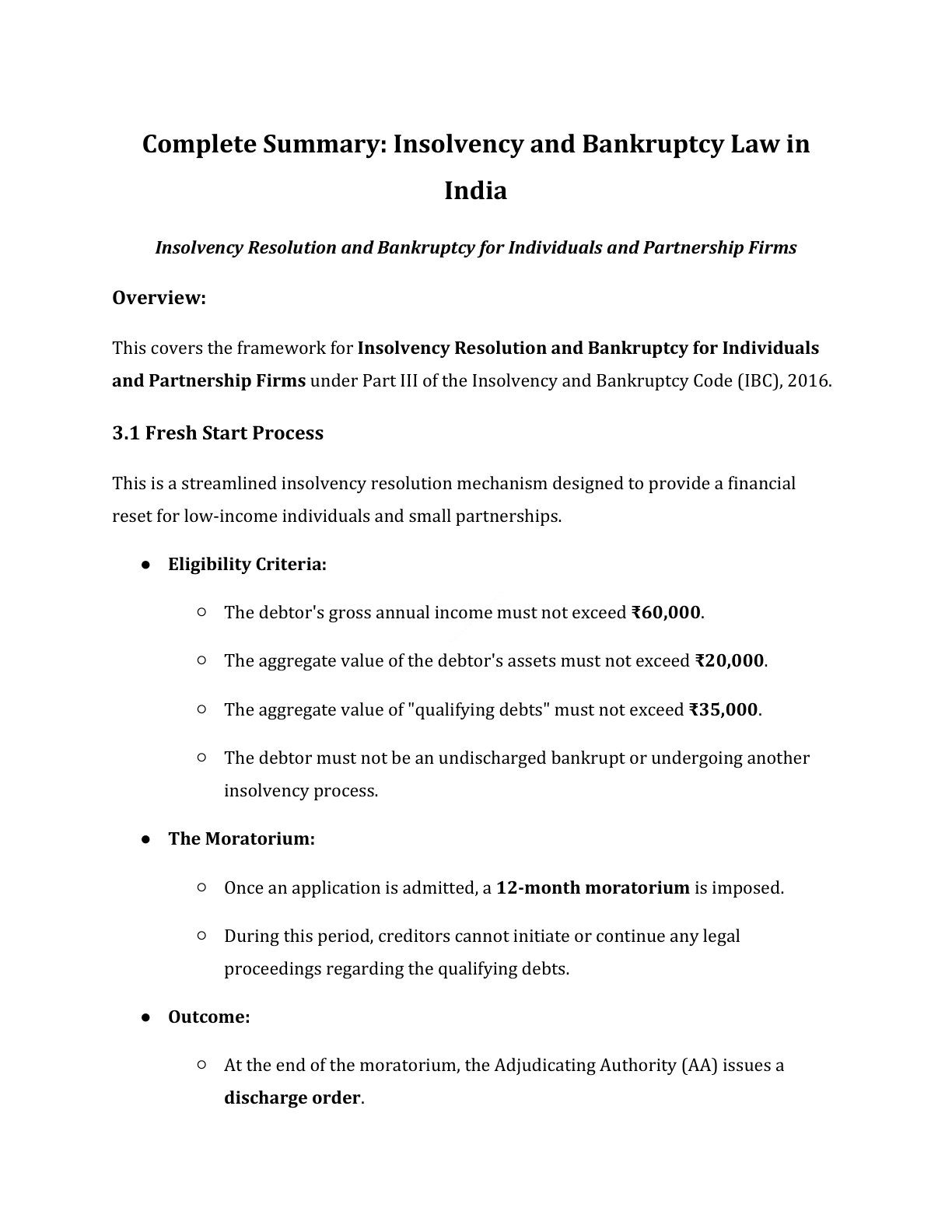 Preview of Insolvency Resolution And Bankruptcy Part Iii Notes