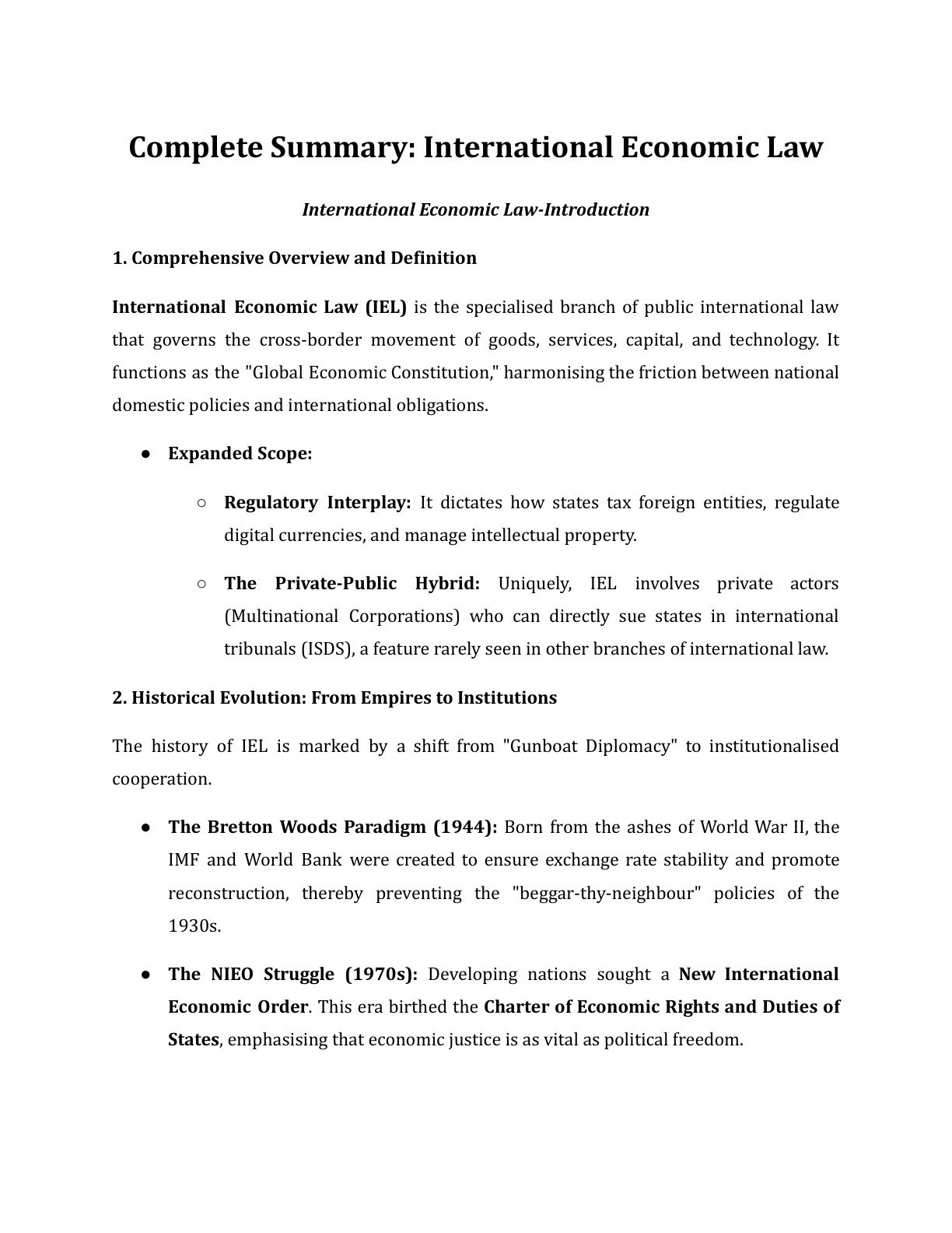 Preview of International Economic Law - Part 1 Notes