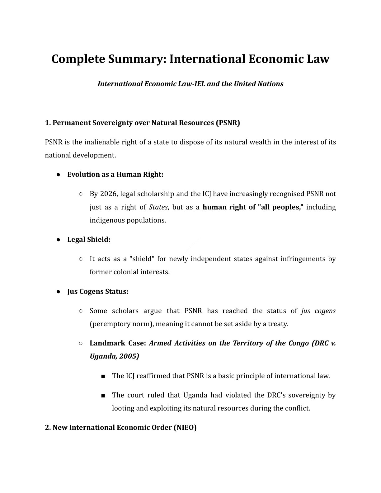 Preview of International Economic Law - Part 2 Notes