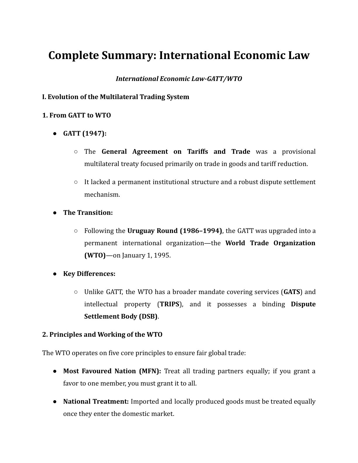 Preview of International Economic Law - Part 3 Notes