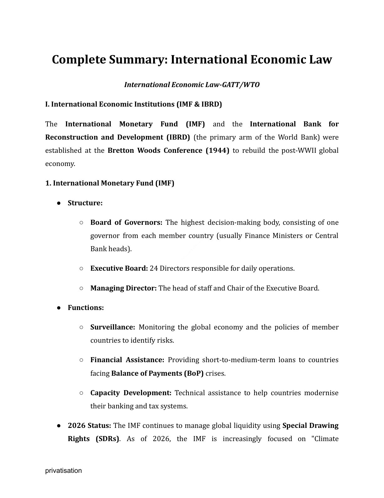 Preview of International Economic Law - Part 4 Notes