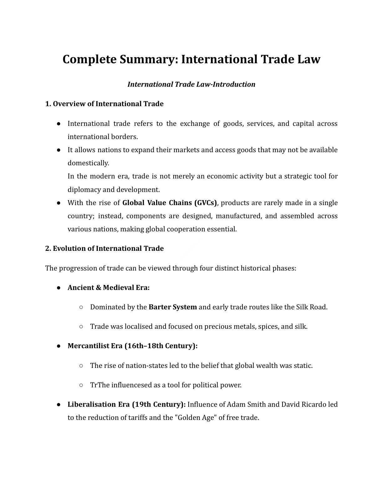 Preview of International Trade Law - Part 1 Notes