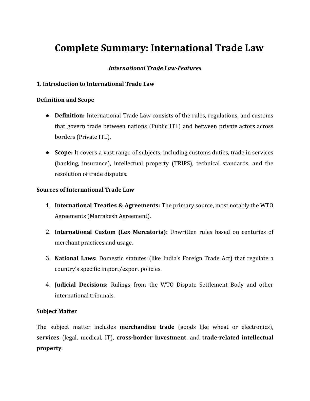 Preview of International Trade Law - Part 2 Notes