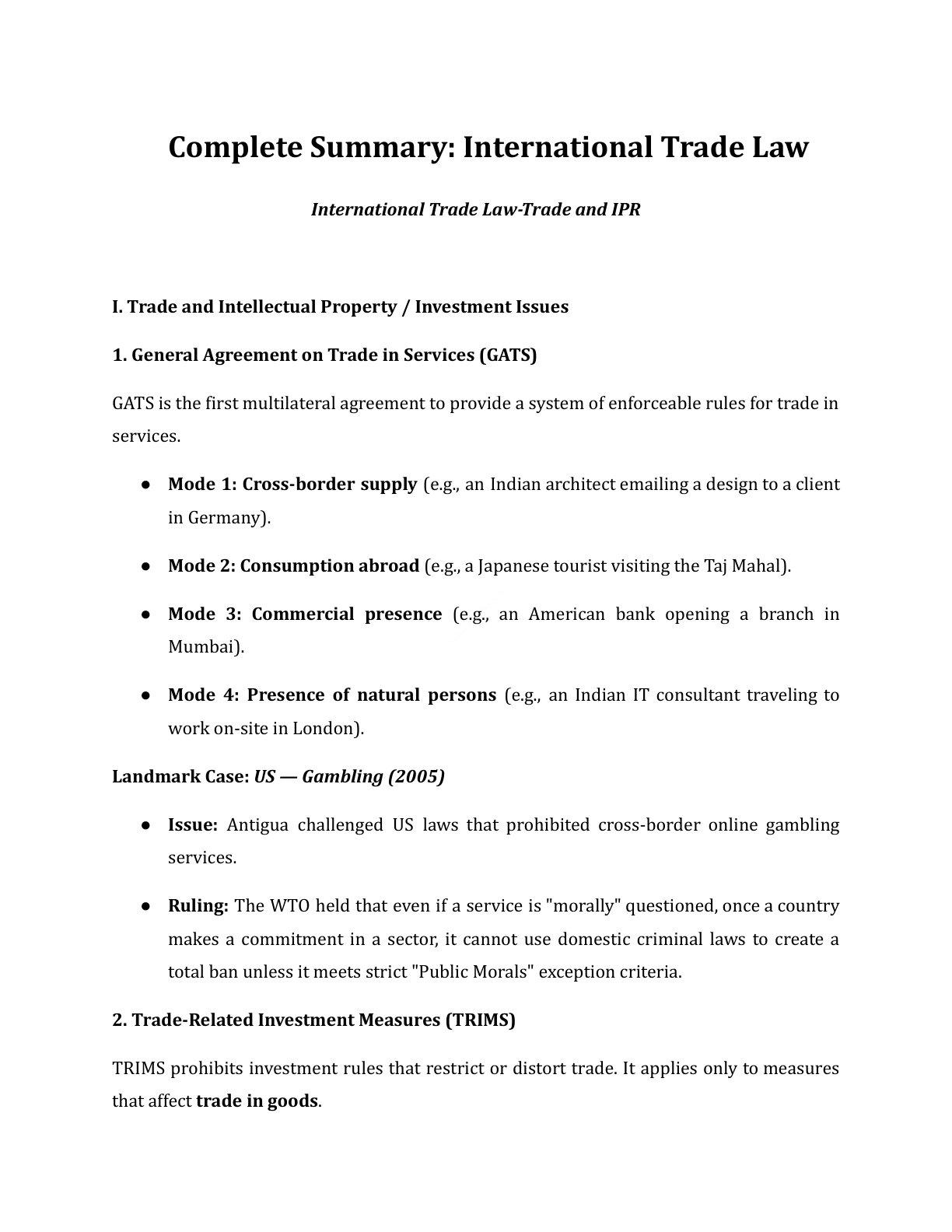 Preview of International Trade Law - Part 3 Notes