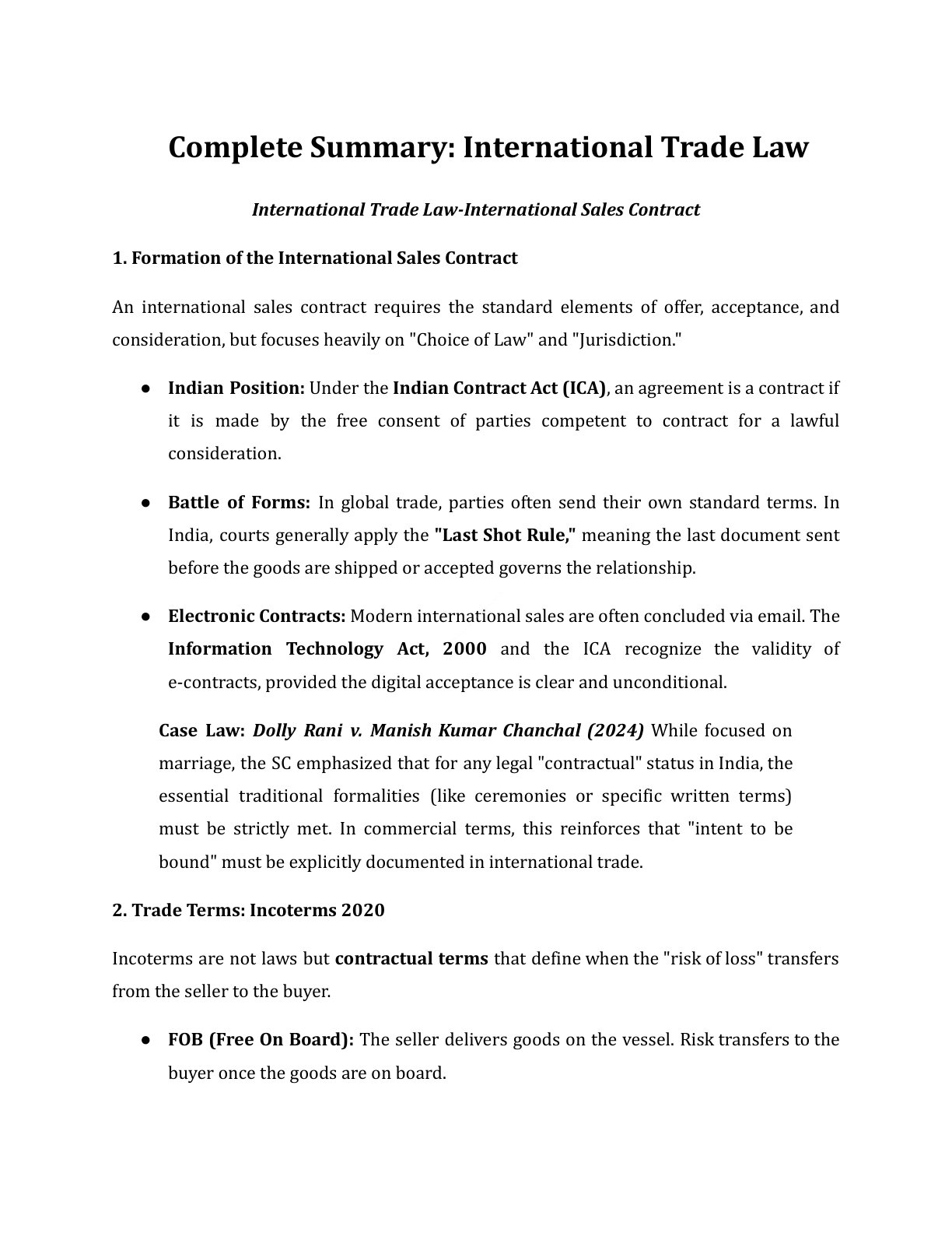 Preview of International Trade Law - Part 4 Notes