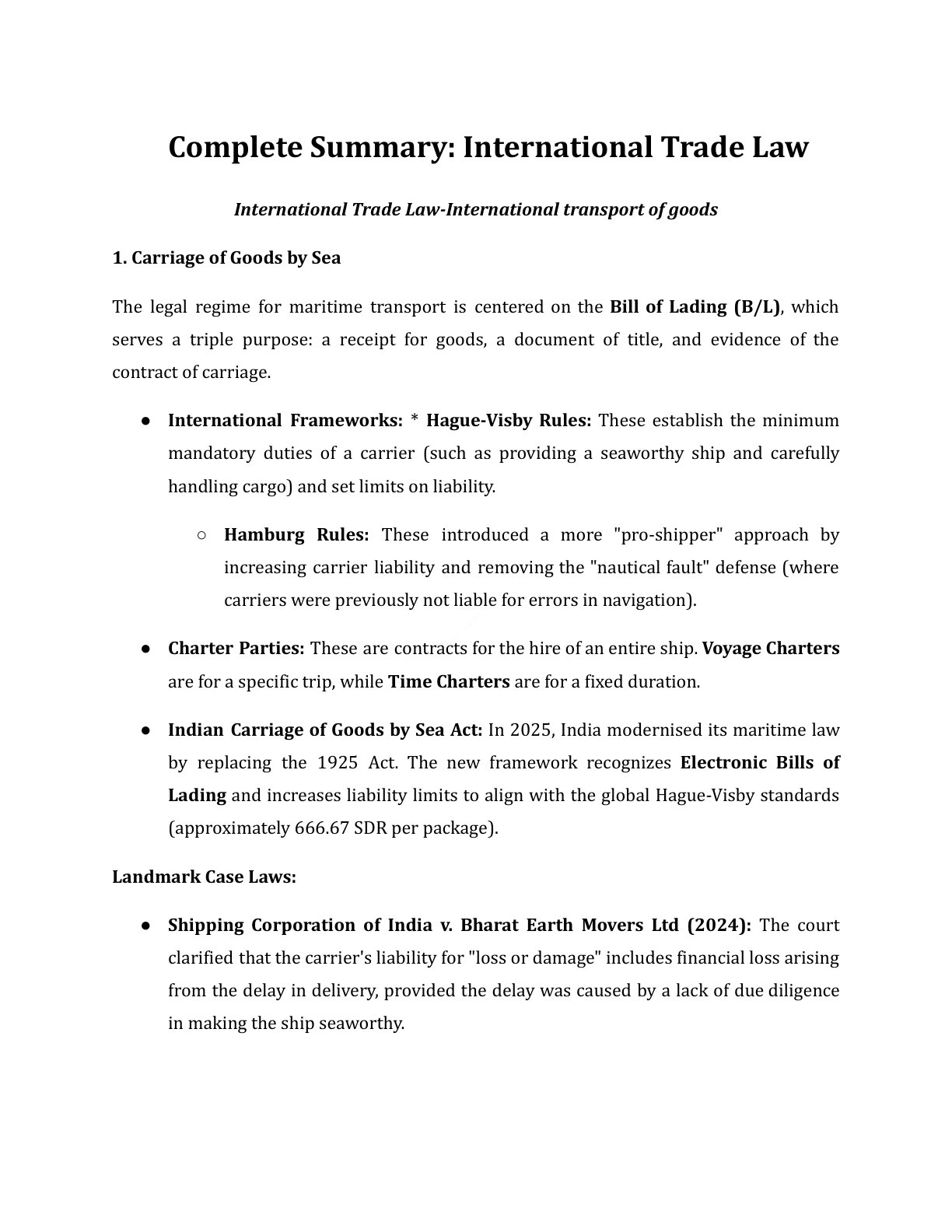 Preview of International Trade Law - Part 5 Notes