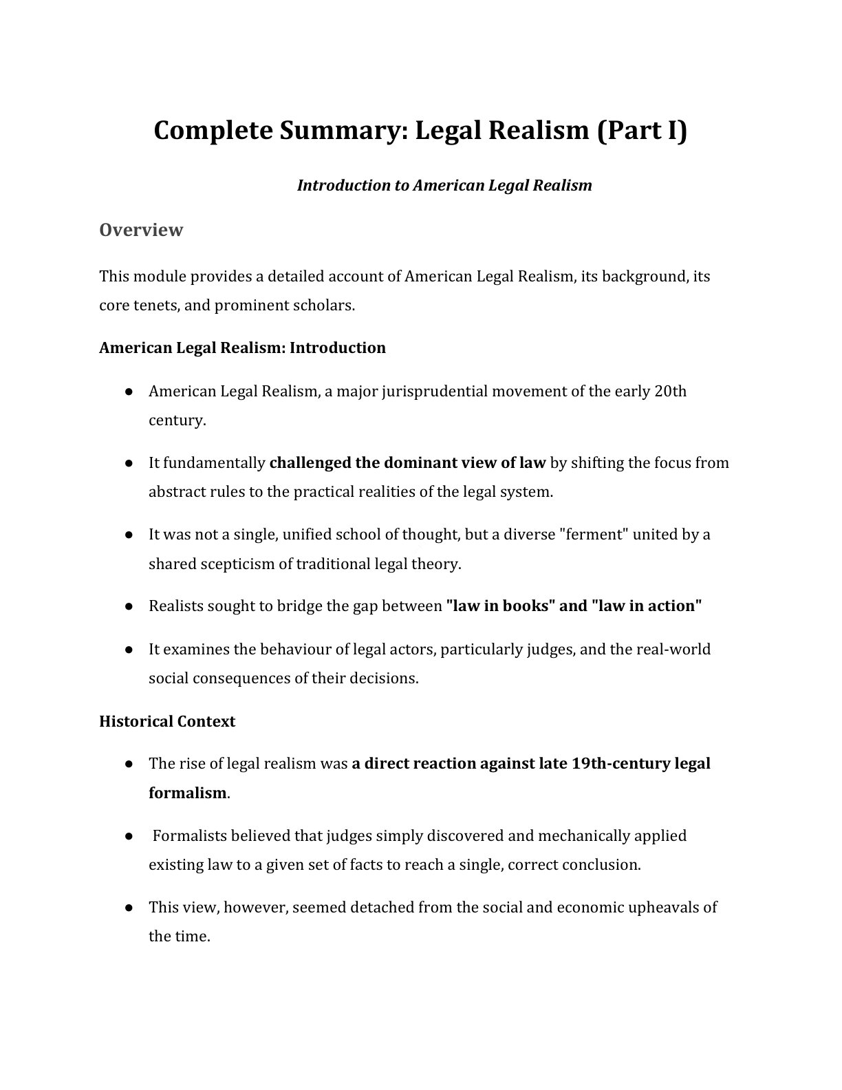 Preview of Introduction To American Legal Realism Notes