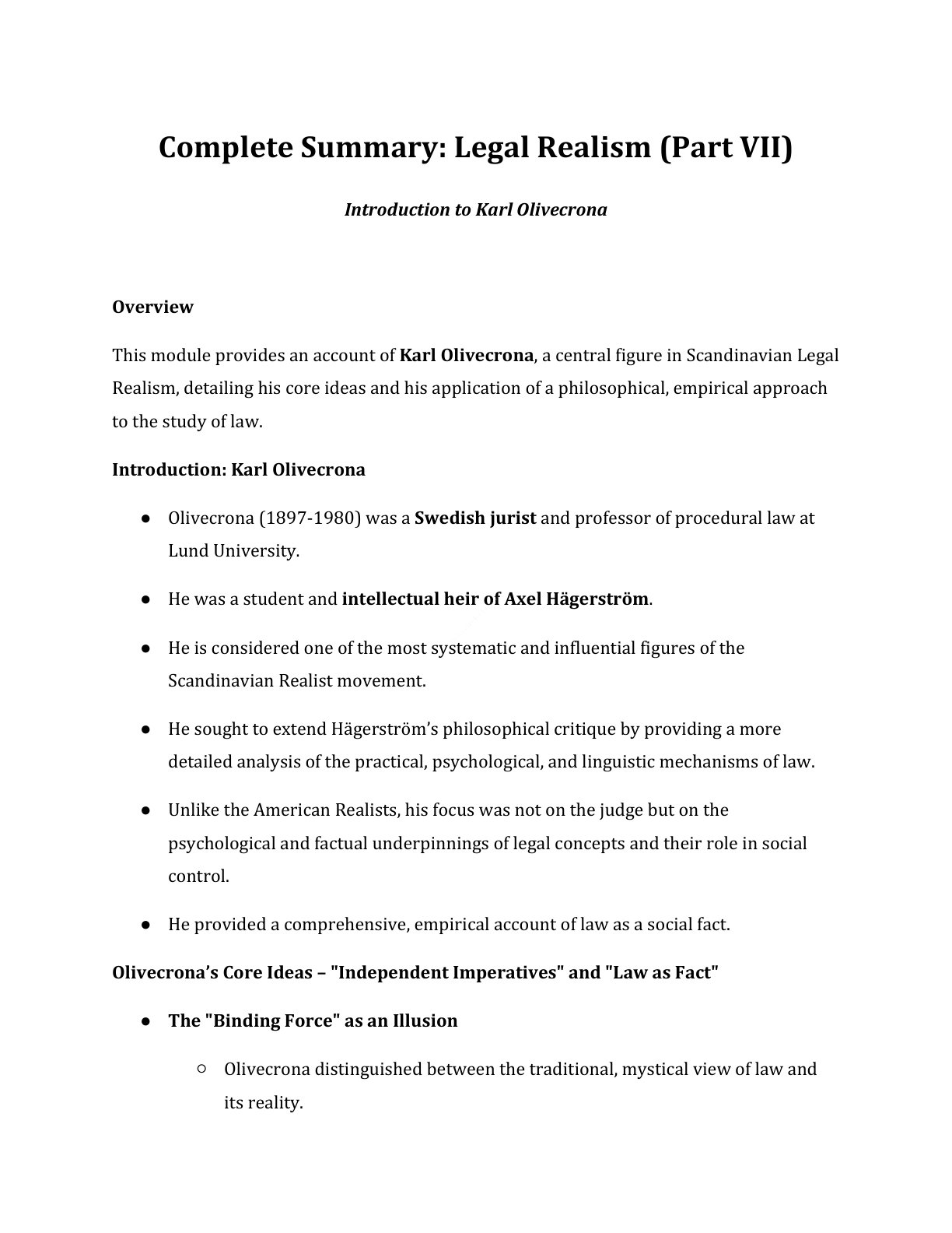 Preview of Introduction To Karl Olivecrona Notes