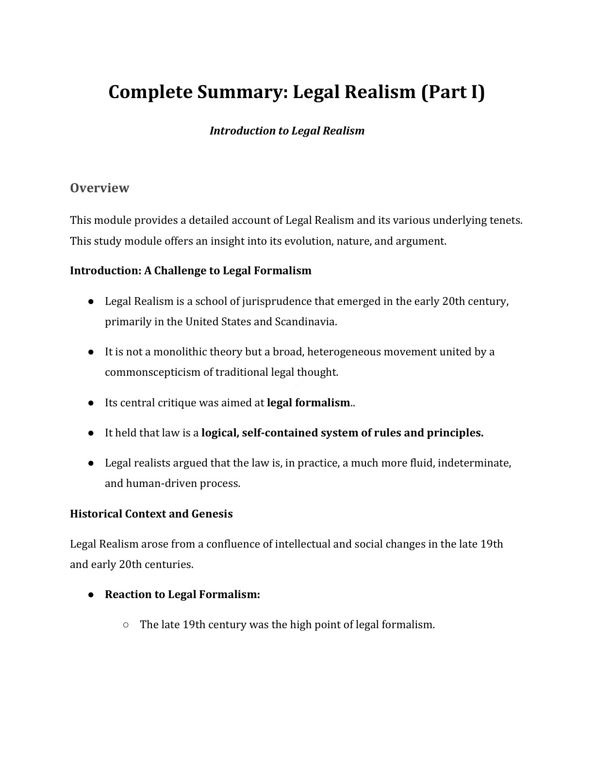 Preview of Introduction To Legal Realism Notes