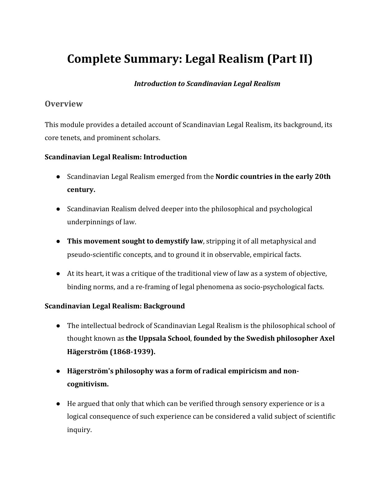 Preview of Introduction To Scandinavian Legal Realism Notes