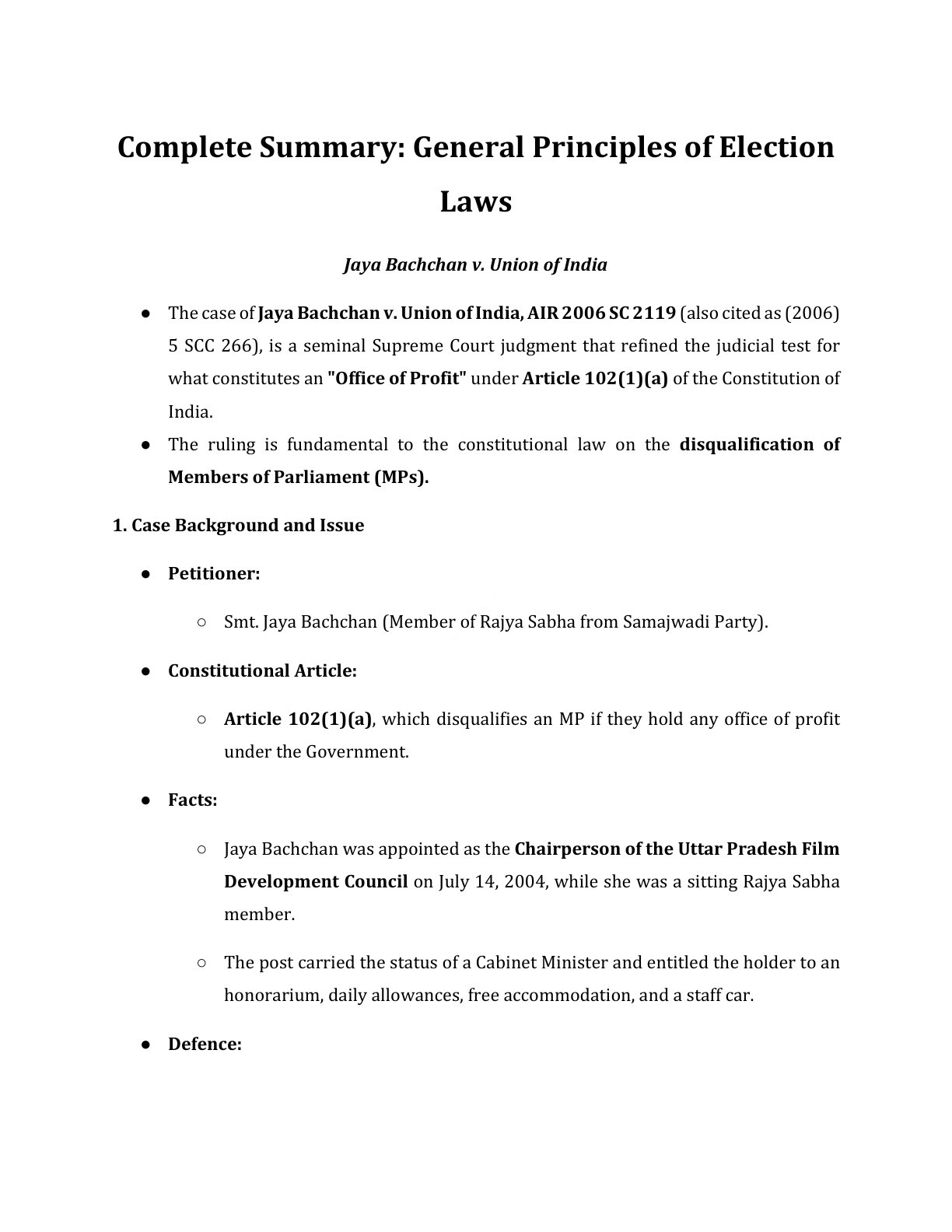 Preview of Jaya Bachchan V. Union Of India Notes