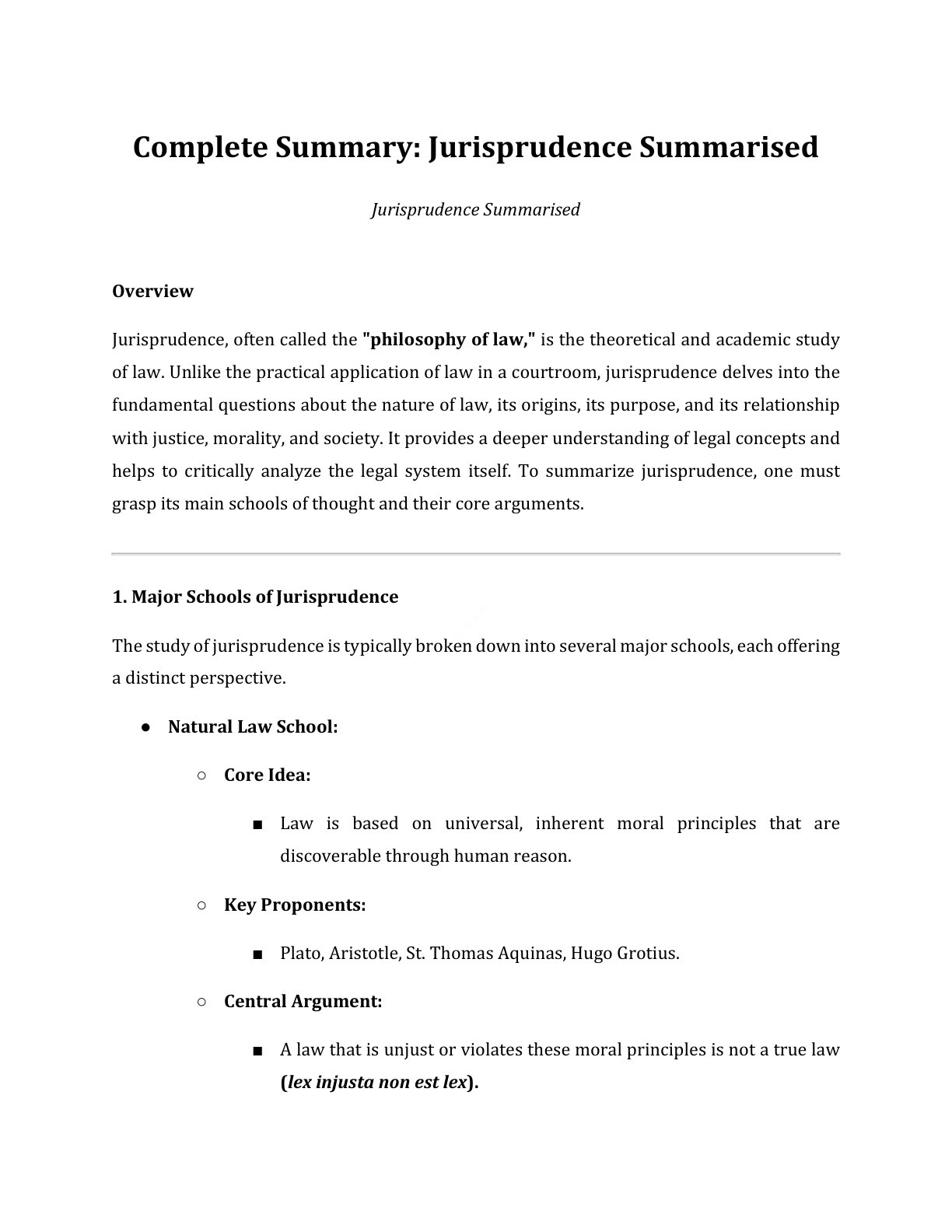 Preview of Jurisprudence Summarised Notes