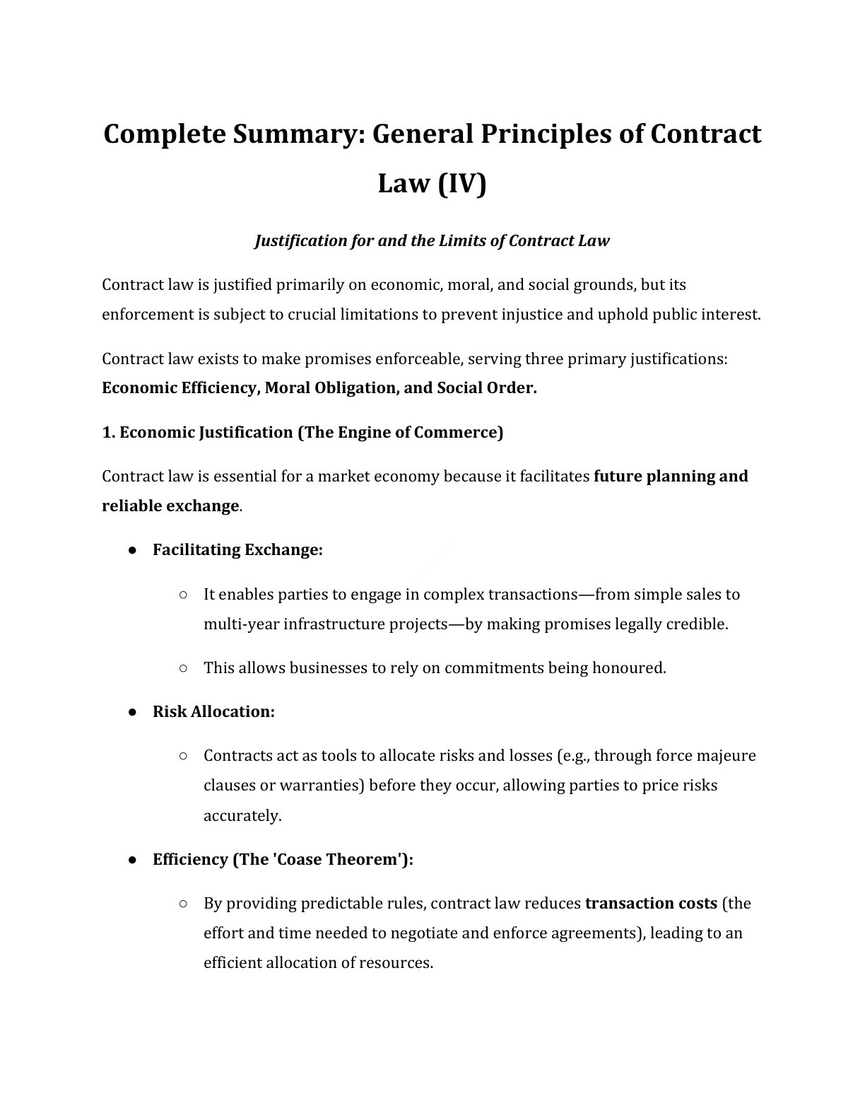 Preview of Justification For And The Limits Of Contract Law Notes
