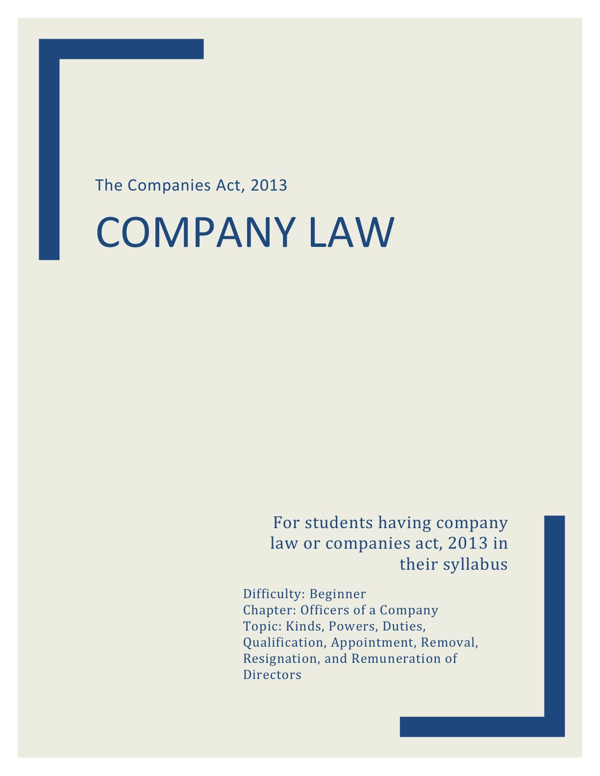 Preview of Kinds Powers Duties Qualification Appointment Removal Resignation And Remuneration Of Directors Notes