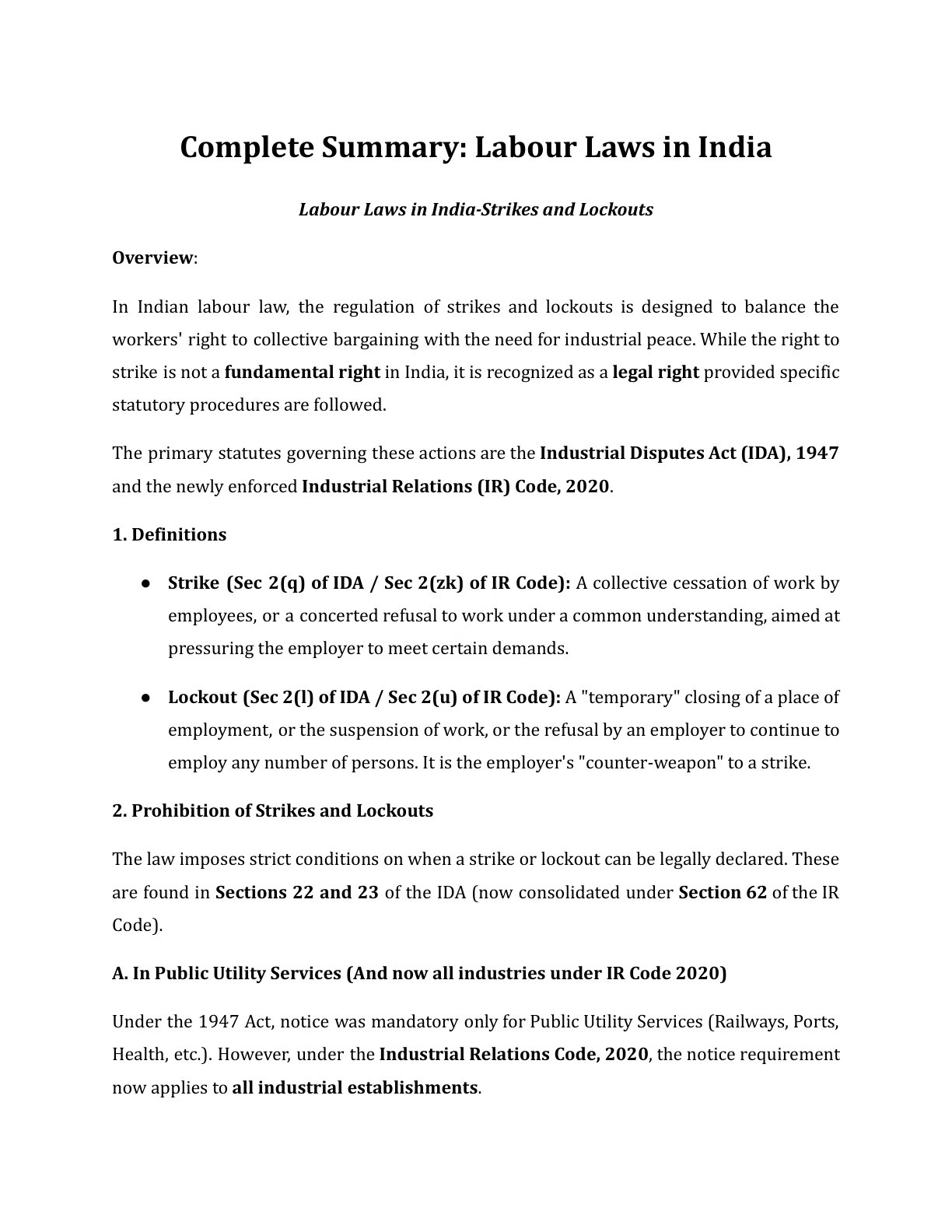 Preview of Labour Law - Part 2 Notes